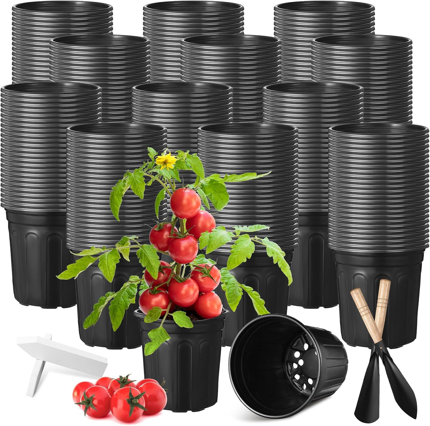 1000 Pack 1 Gallon Nursery Pot, Black Plastic Seedling Container 1000 Pack 1 Gallon Nursery Pot, Black Plastic Seedling Container