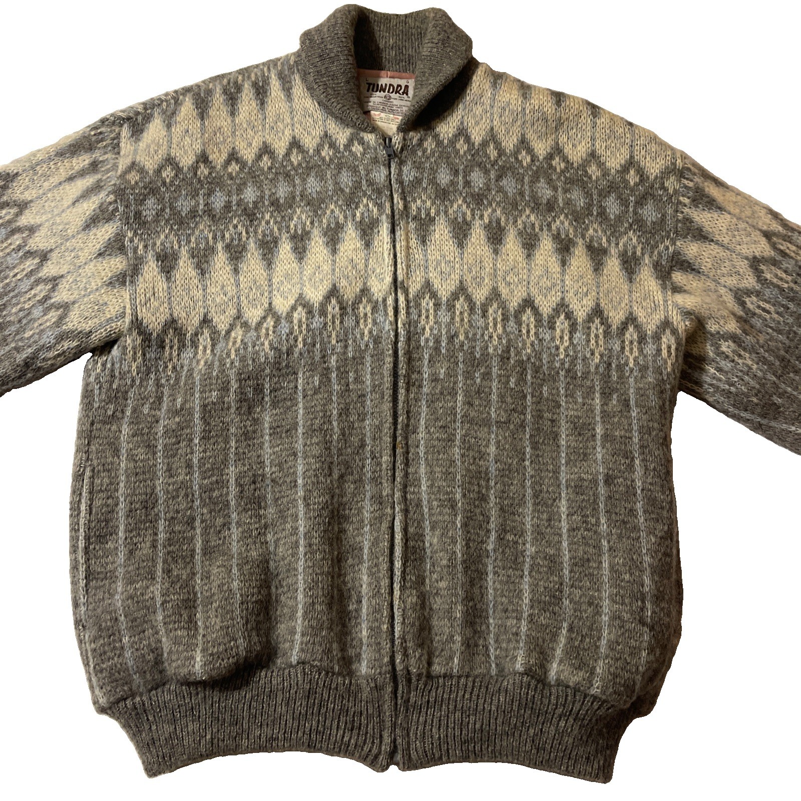 Vintage Tundra Wool Sweater Full Zip Shawl Collar Made in Canada Heavy Unisex Vintage Tundra Wool Sweater Full Zip Shawl Collar Made in Canada Heavy Unisex