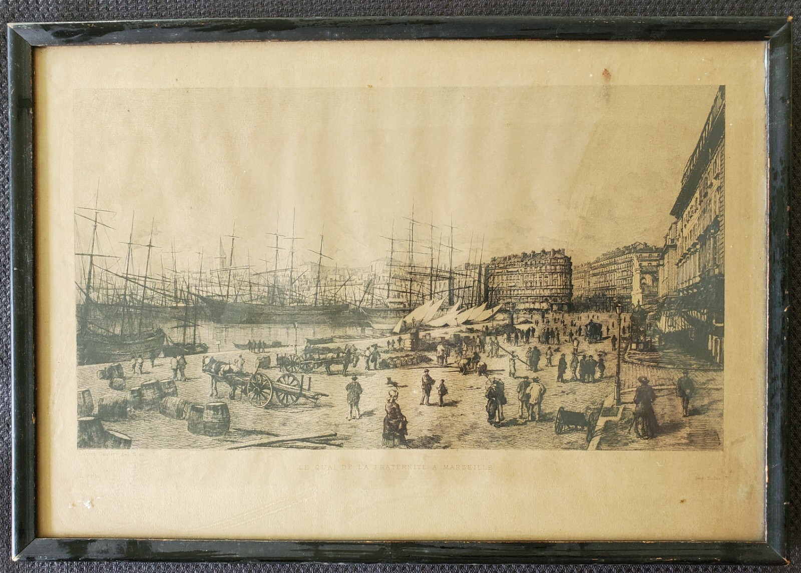 Lucien Gautier La Quai De La Fraternite Marseille Print After Etching 11x14 Frme