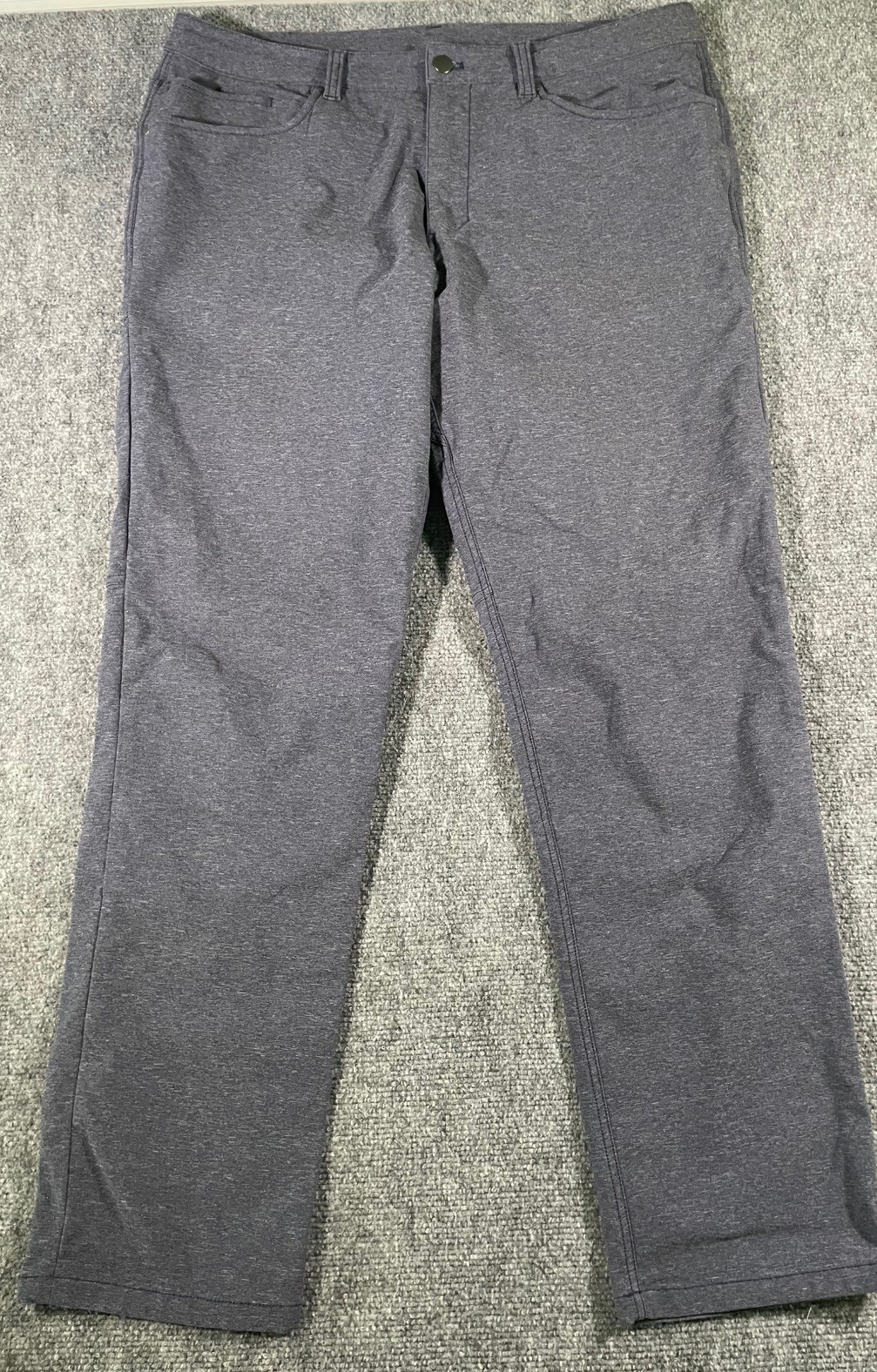 Lululemon ABC Pant Slim Fit Tech Canvas Men\'s Size 36x31/32 Heathered Navy Blue Lululemon ABC Pant Slim Fit Tech Canvas Men\'s Size 36x31/32 Heathered Navy Blue