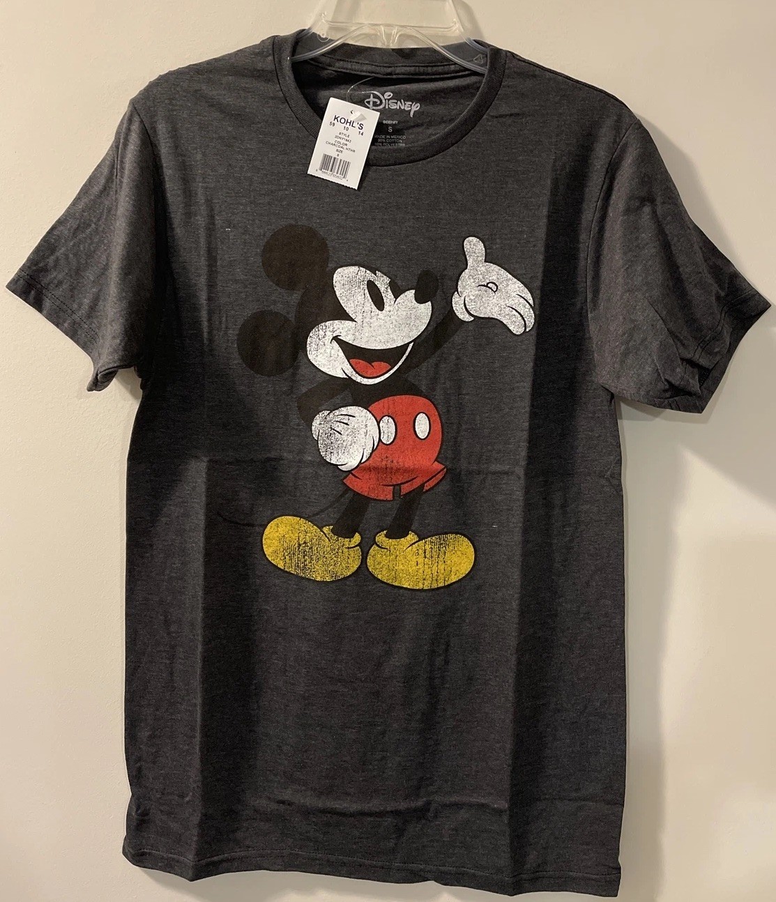 Disney Womens Small Gray Short-Sleeved Mickey Mouse Crewneck Tshirt NWT A2511