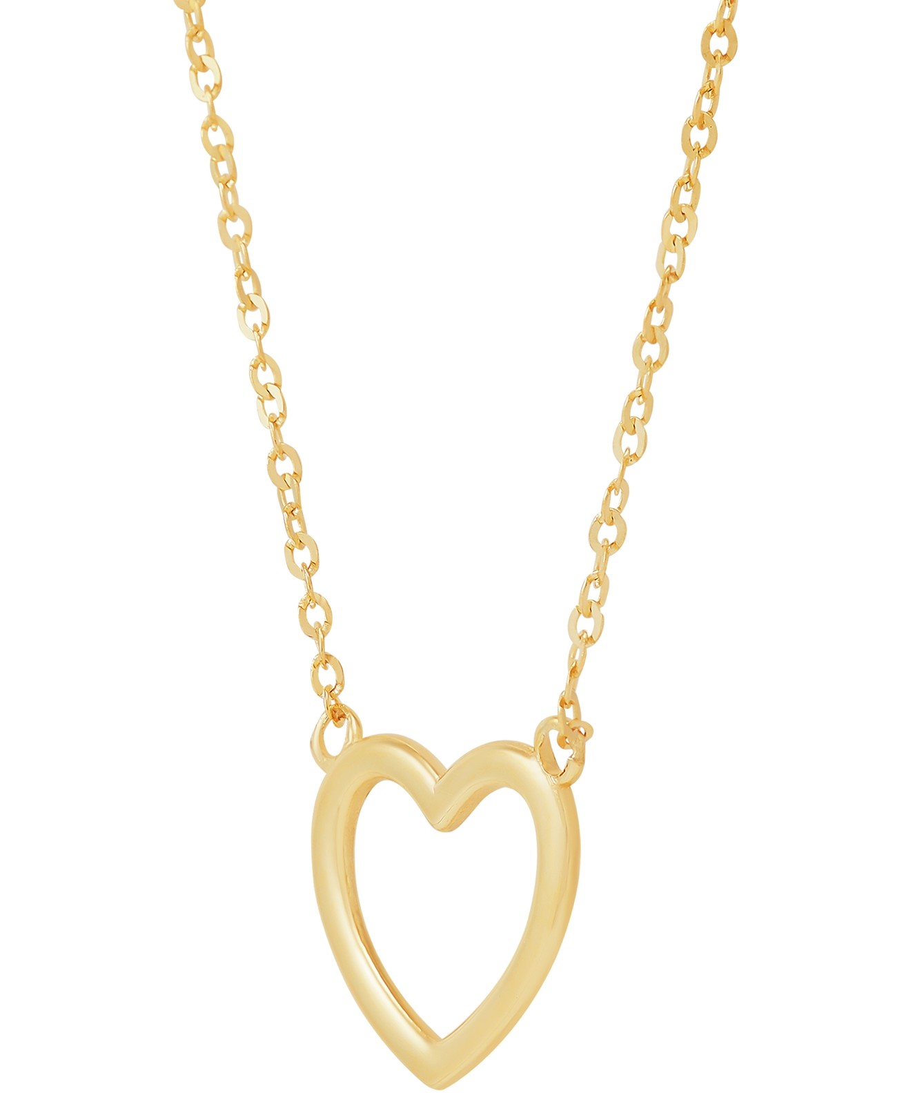 Macy\'s Polished Open Heart Pendant Necklace 17 in 10K Yellow Gold TRF046912Y17