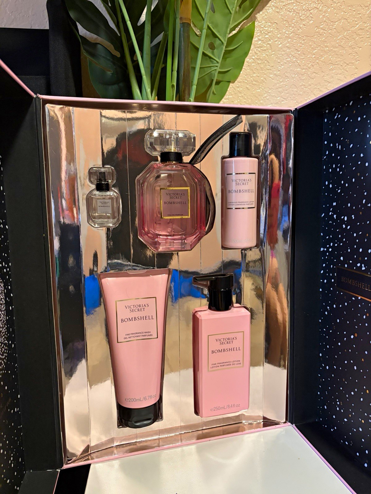 Victoria's Secret Bombshell 5-Piece Set Pink Stars Lotion Gel Spray