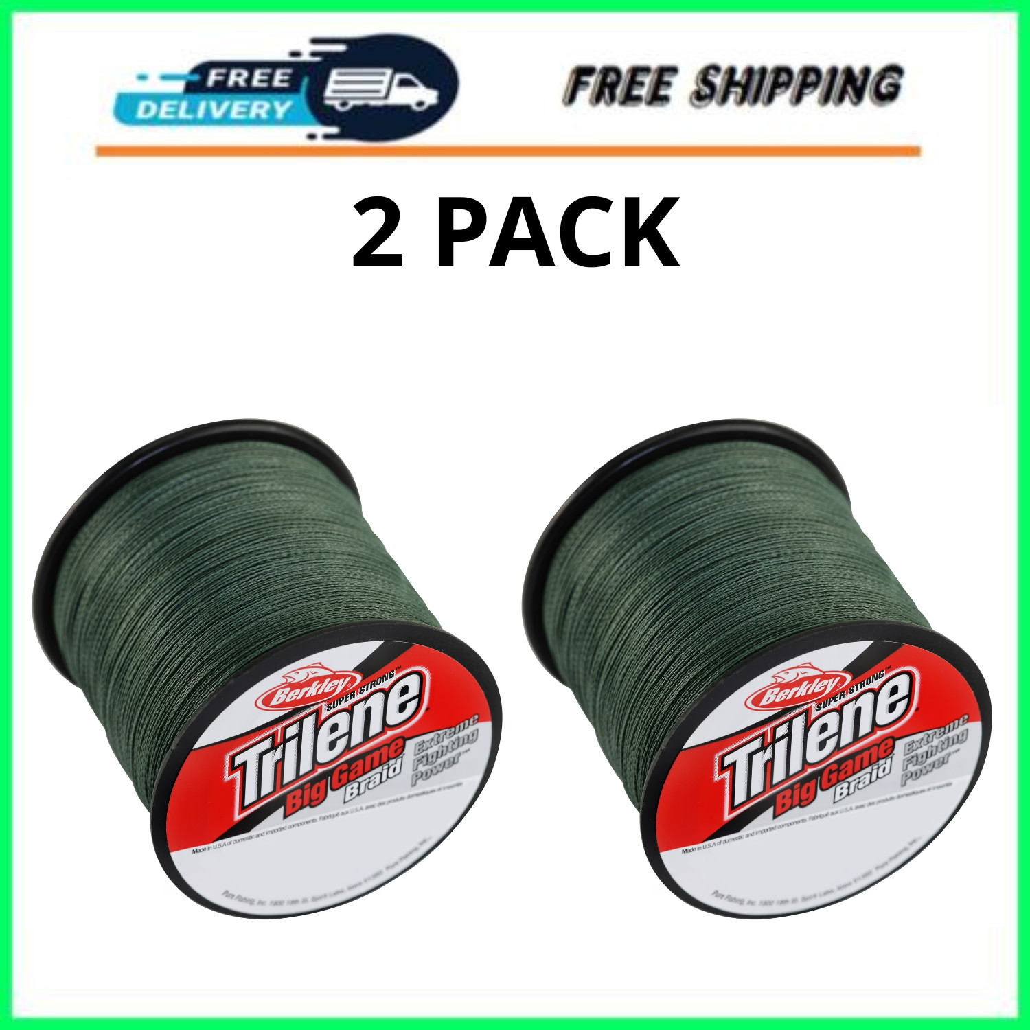 Berkley Big Game Braid Fishing Line 65lb 330yd Lo Vis Green, 2 Pack Berkley Big Game Braid Fishing Line 65lb 330yd Lo Vis Green, 2 Pack