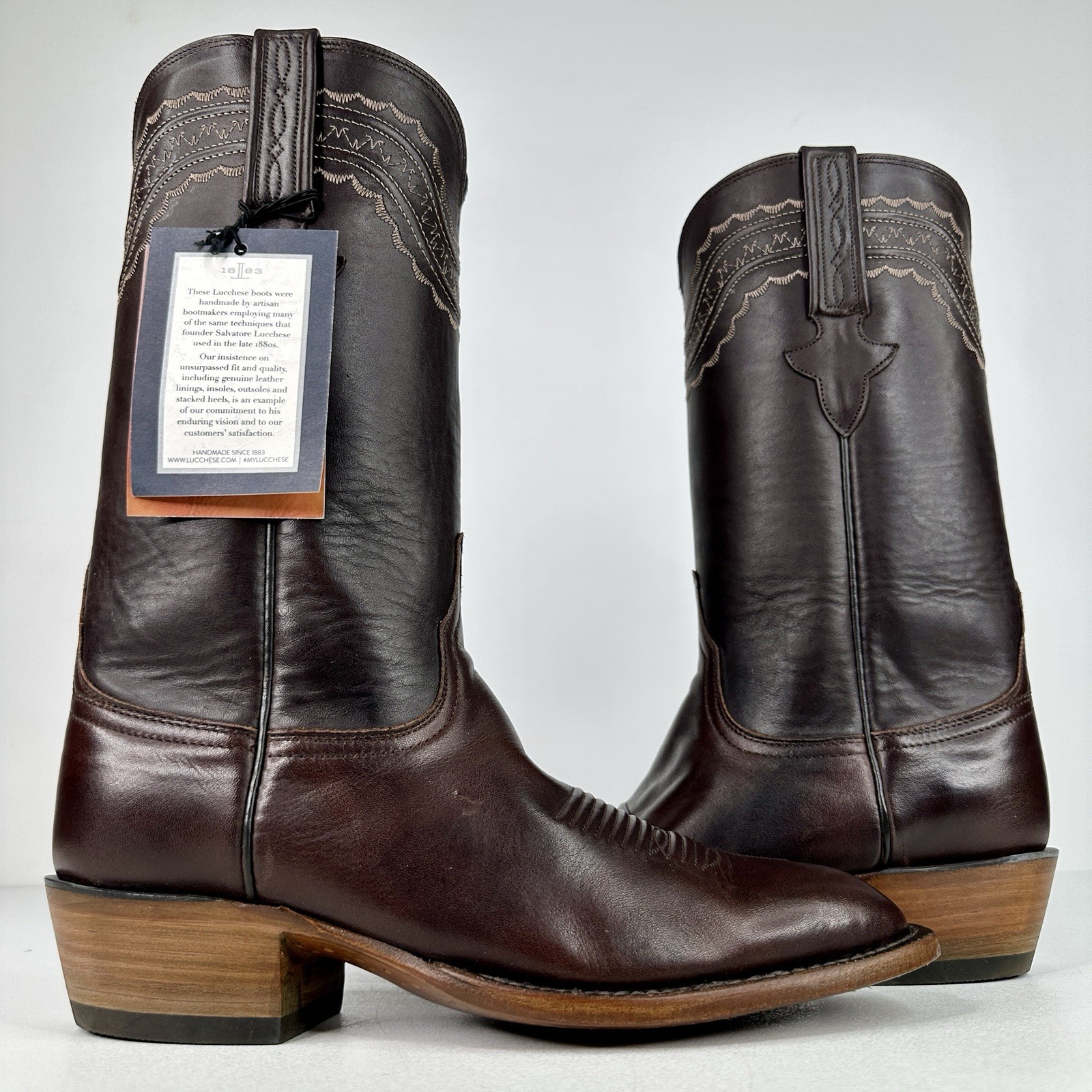 LUCCHESE “DEVIN” CHOCOLATE 2012 COWBOY BOOTS🇺🇸 | GY1533 | MEN 8D | NEVER WORN✨