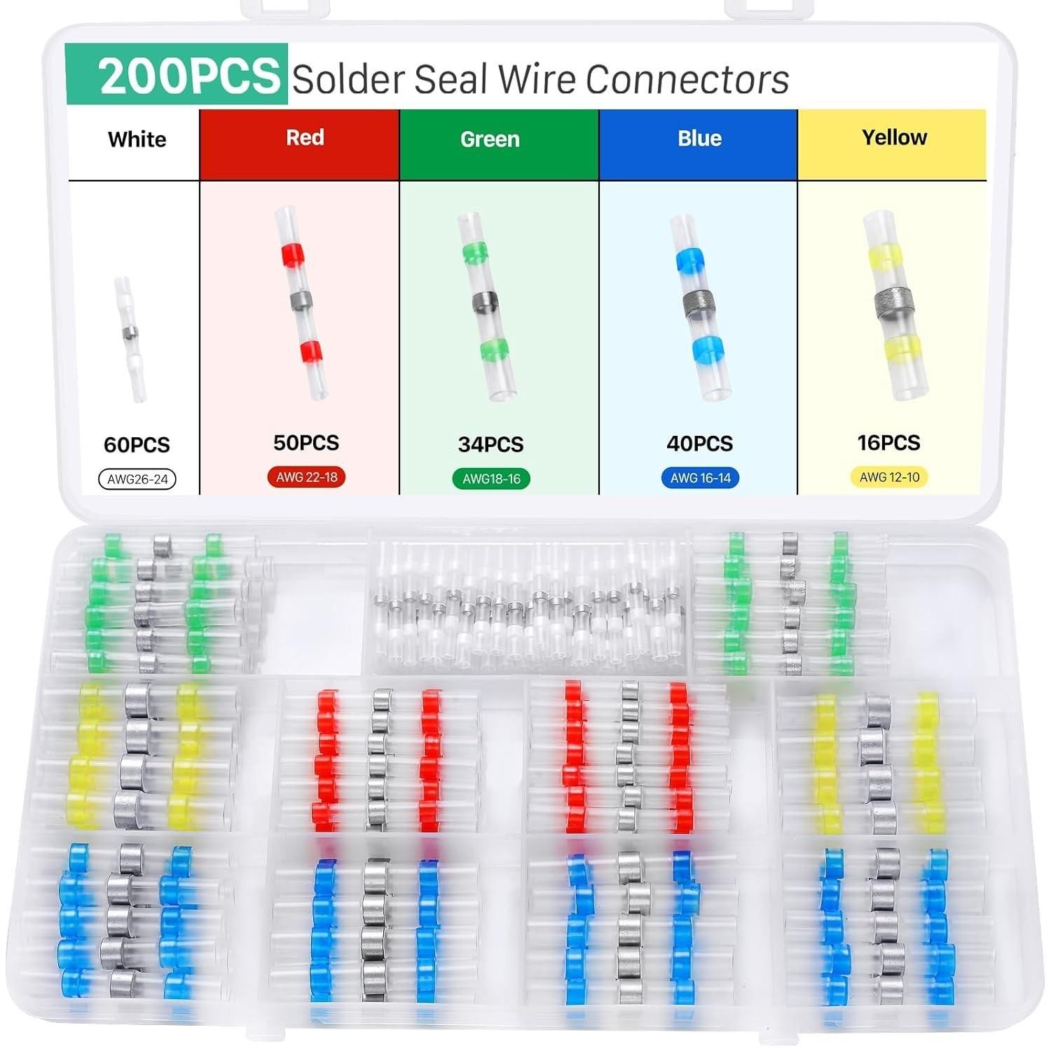 200pcs Conectores Soldadura Termorretráctil Impermeables Cable200pcs Conectores\