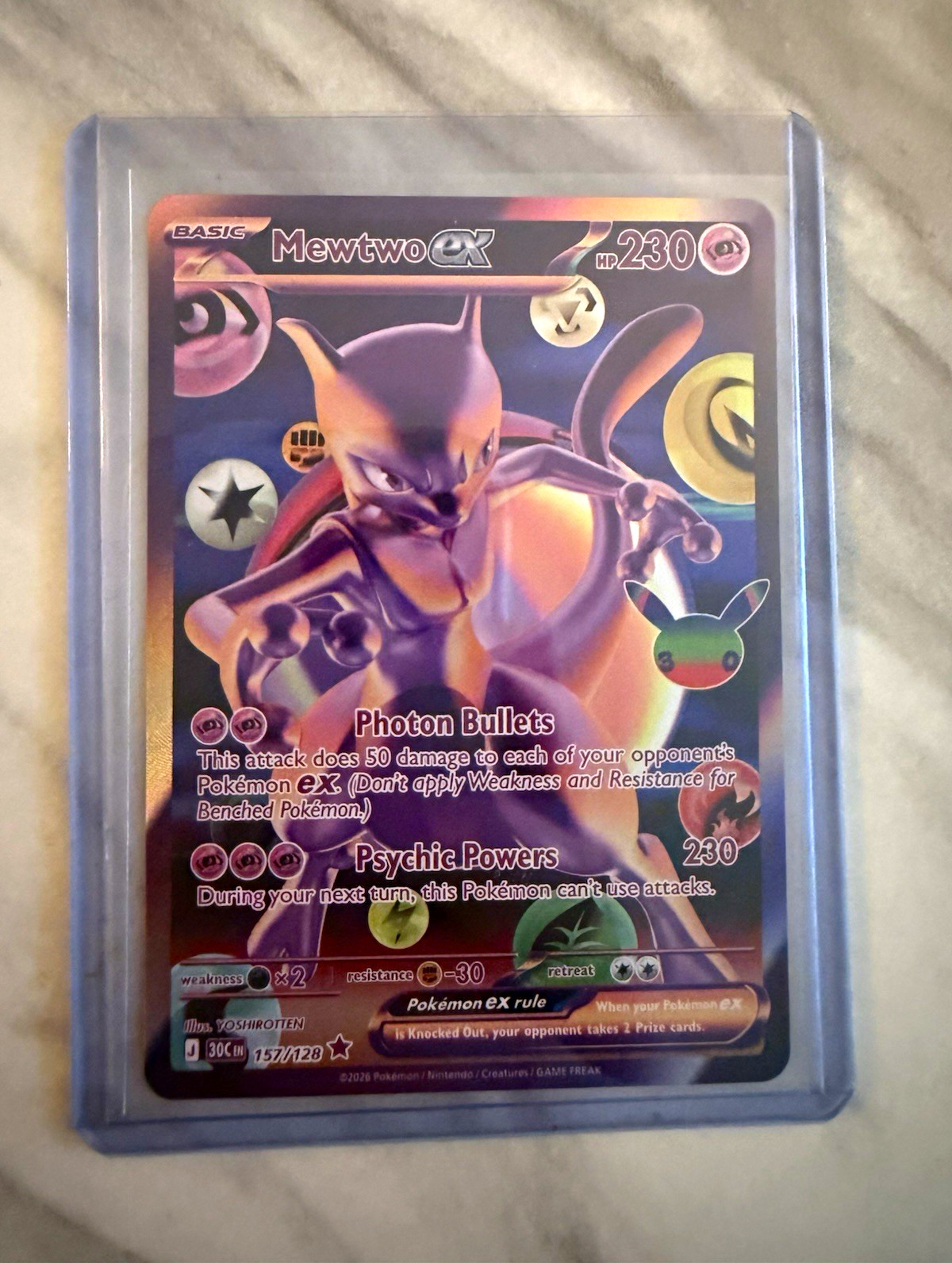 Pokémon 30th Celebration Mewtwo ex 157/128 English 2026 Futuristic Rare NM