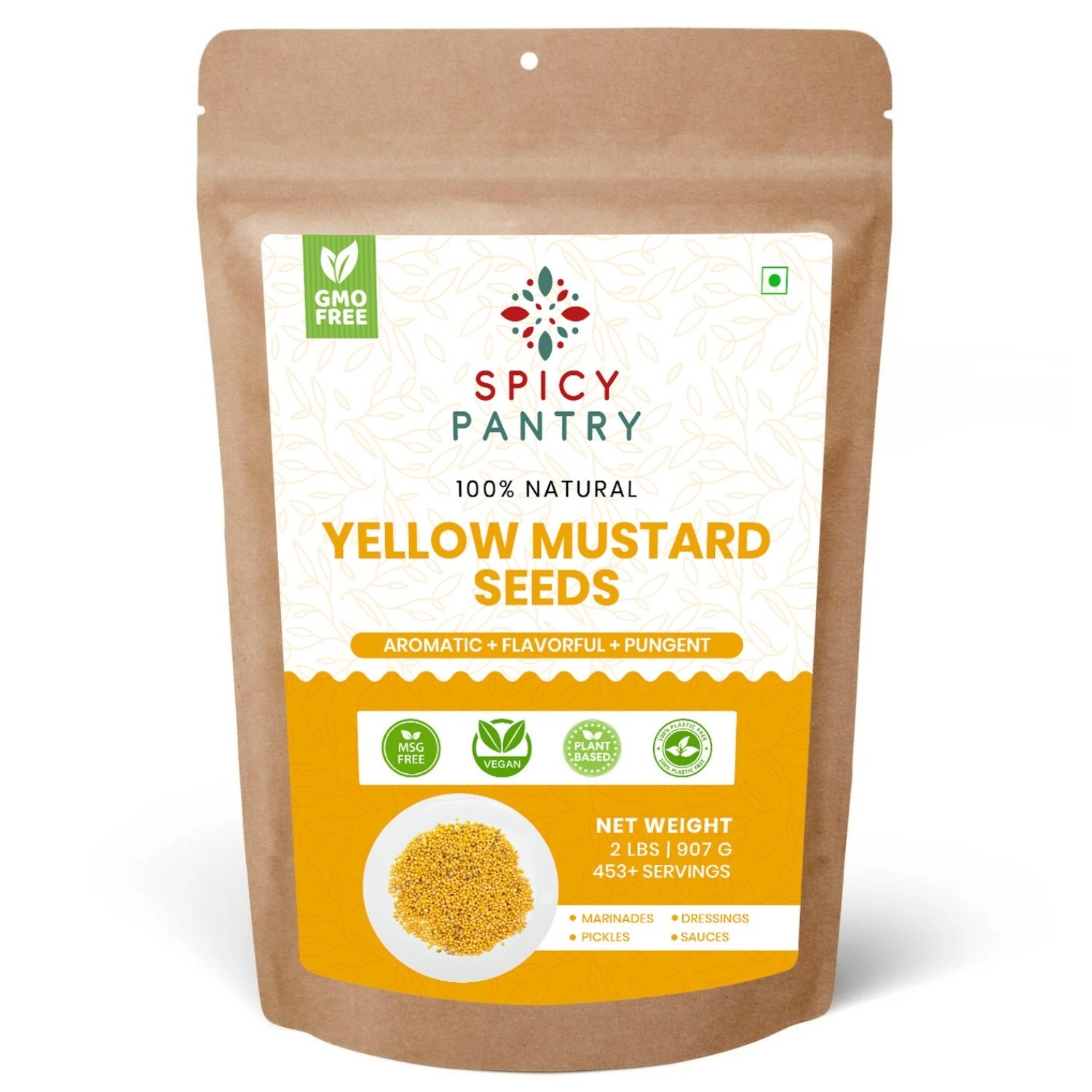 Yellow Mustard Seeds Whole - 100% Pure Natural Indian Spice - 2 LBS