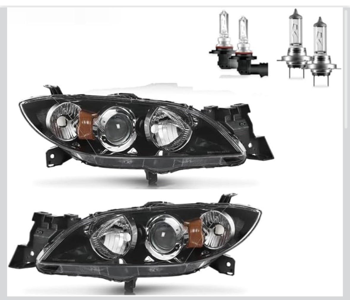 Vizotae Headlights W/Bulbs for 2004-2009 Mazda 3 Sedan