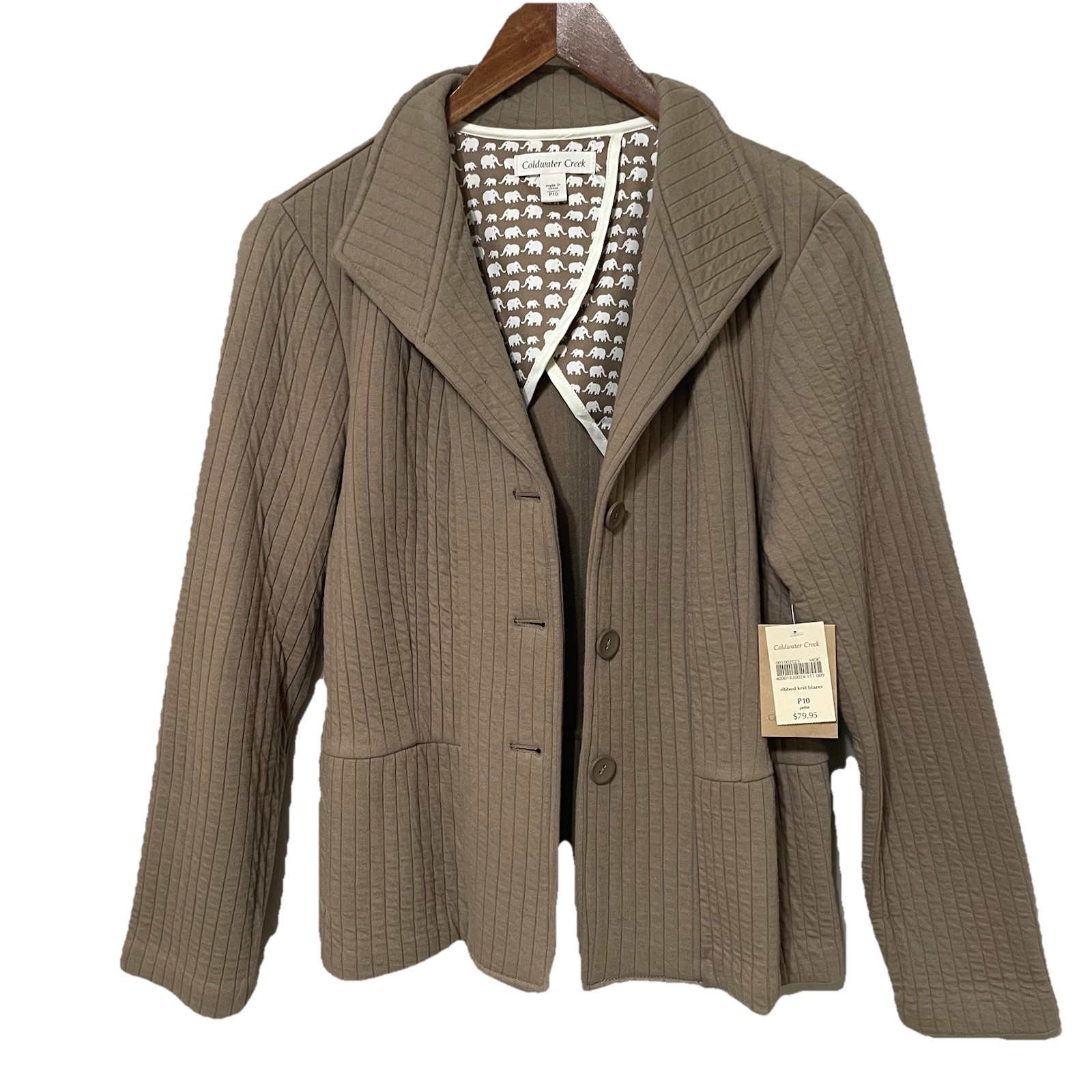 NEW Coldwater Creek Blazer Quilted Ribbed Knit Button Jacket Classic Womens P 10