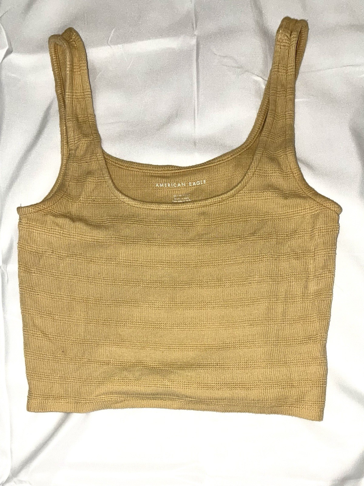 American Eagle XS Yellow Ribbed Lightweight Crop Top Camisole