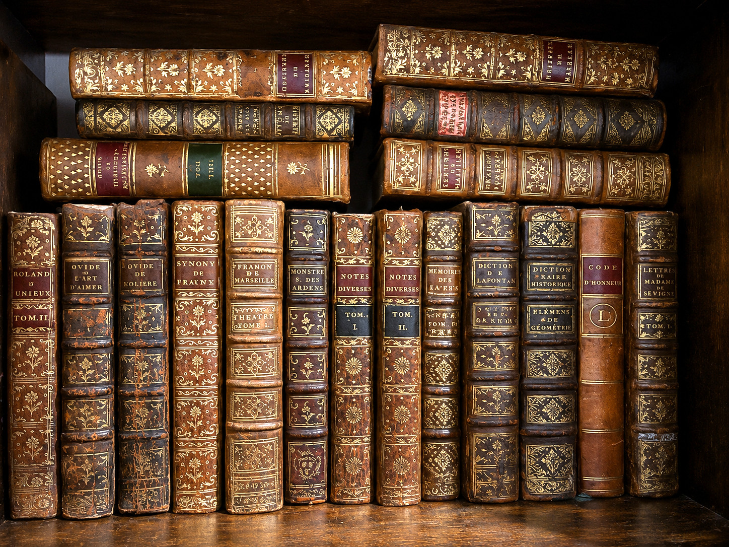 Lot of 20 Authentic 1700s Antique Leather Books XVIII Century Home Library Decor