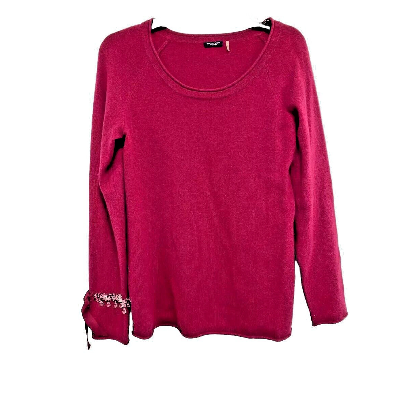 Magaschoni Women Cashmere Magenta Sweater Lond Slevee Red Size Large A000482 Magaschoni Women Cashmere Magenta Sweater Lond Slevee Red Size Large A000482