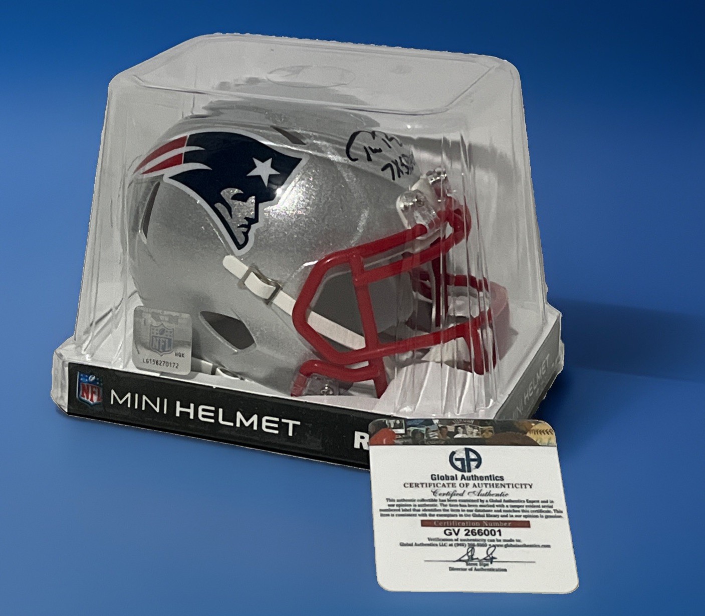 Tom Brady Signed Inscribed New England Patriots Speed Mini Helmet (GAI COA)