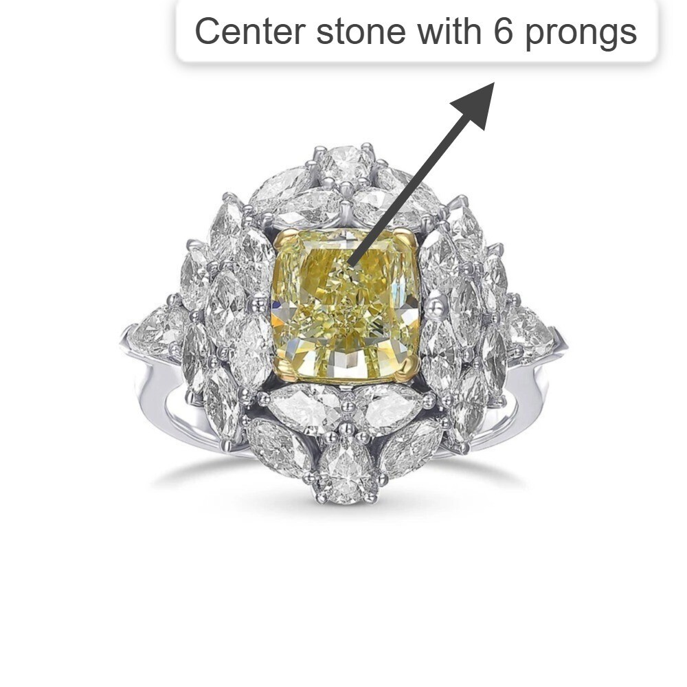 Customize: IGI Fancy Vivid Yellow 4.50Tcw Lab Grown Diamond Ring 18K White Gold