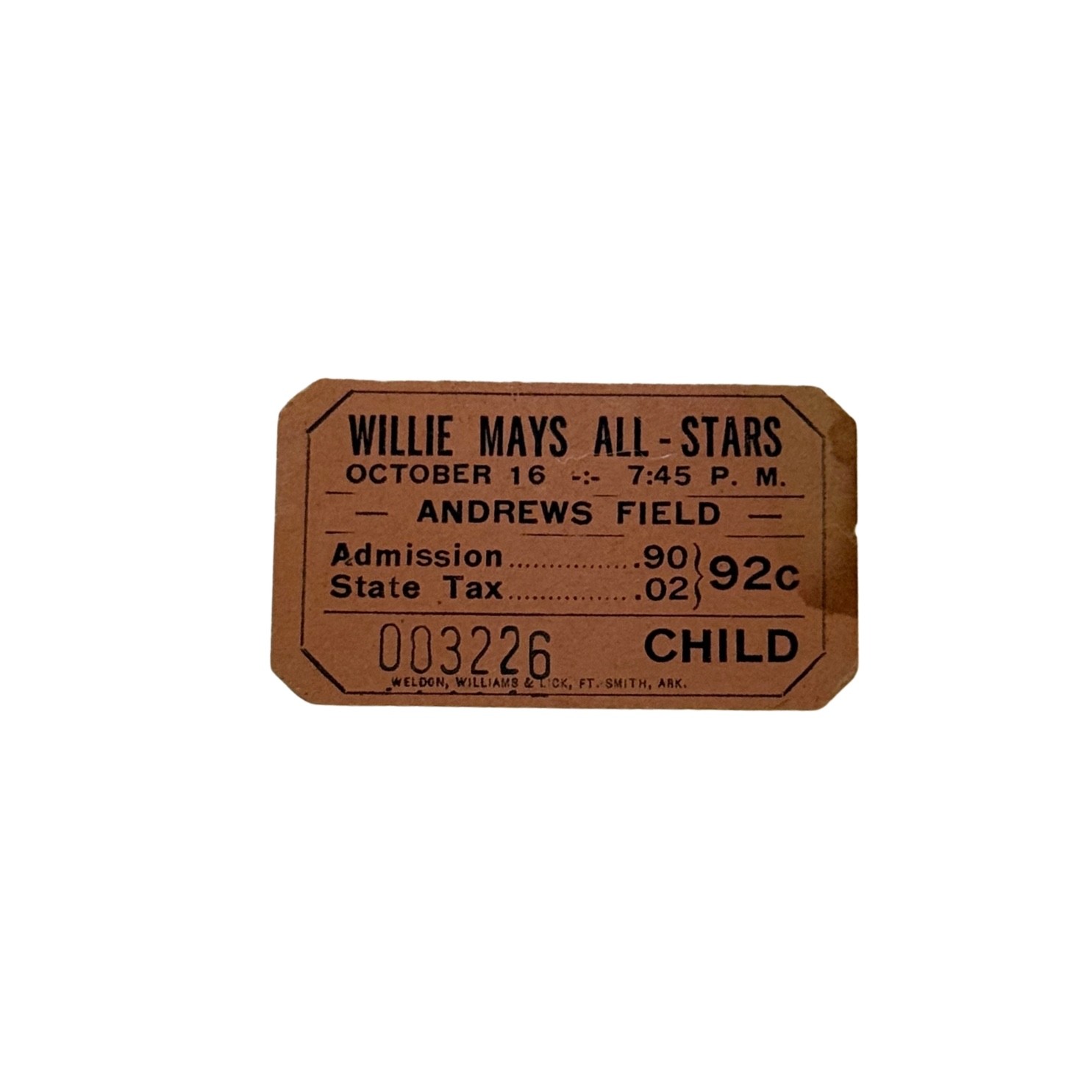 Vintage Willie Mays All-Stars Ticket Stub Andrews Field Child 92c