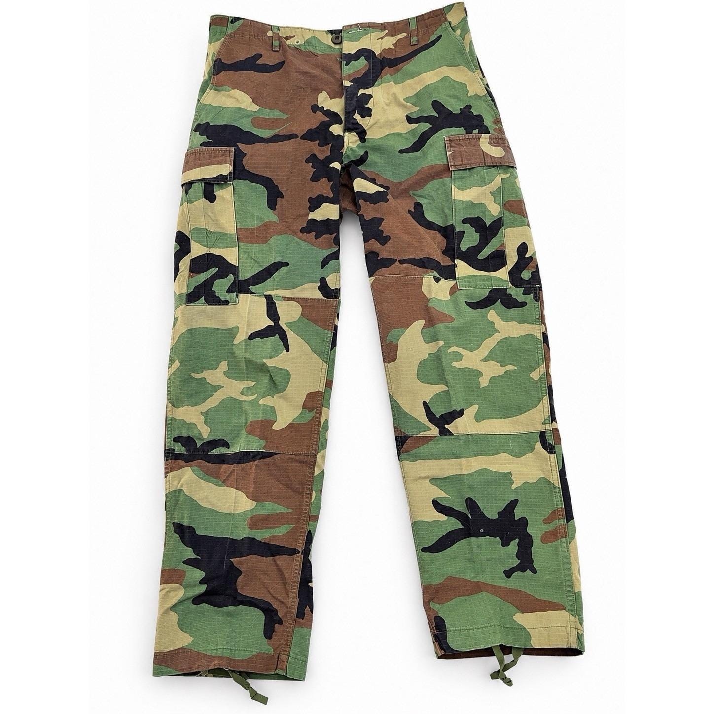 Vintage 1996 US Military Woodland Camo BDU Pants Cargo Trousers Deadstock Med