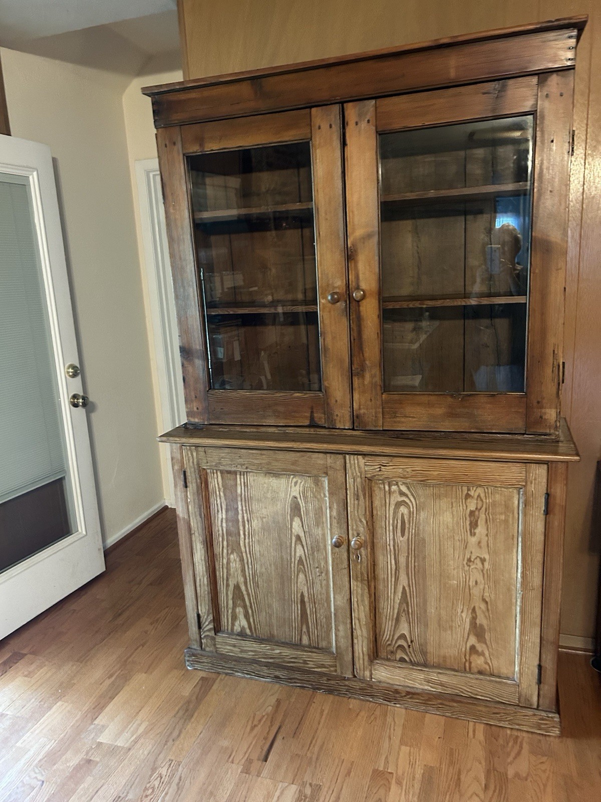 antique primitives Circ 1850 Marriage Of Two Pine Cabinets