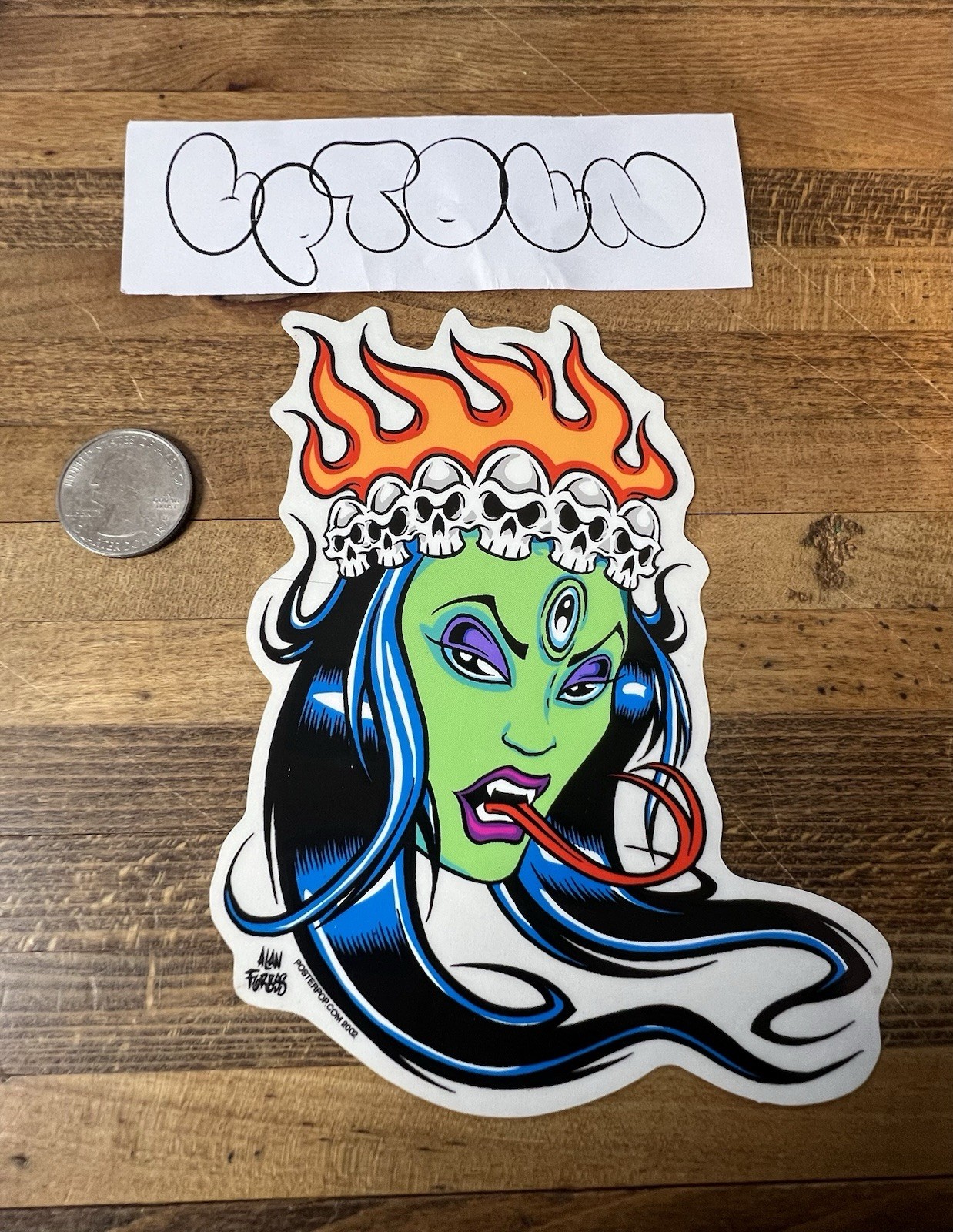 Vintage 2002 Alan Forbes Snake Woman Flames  Art Sticker Kozik Coop Low Brow