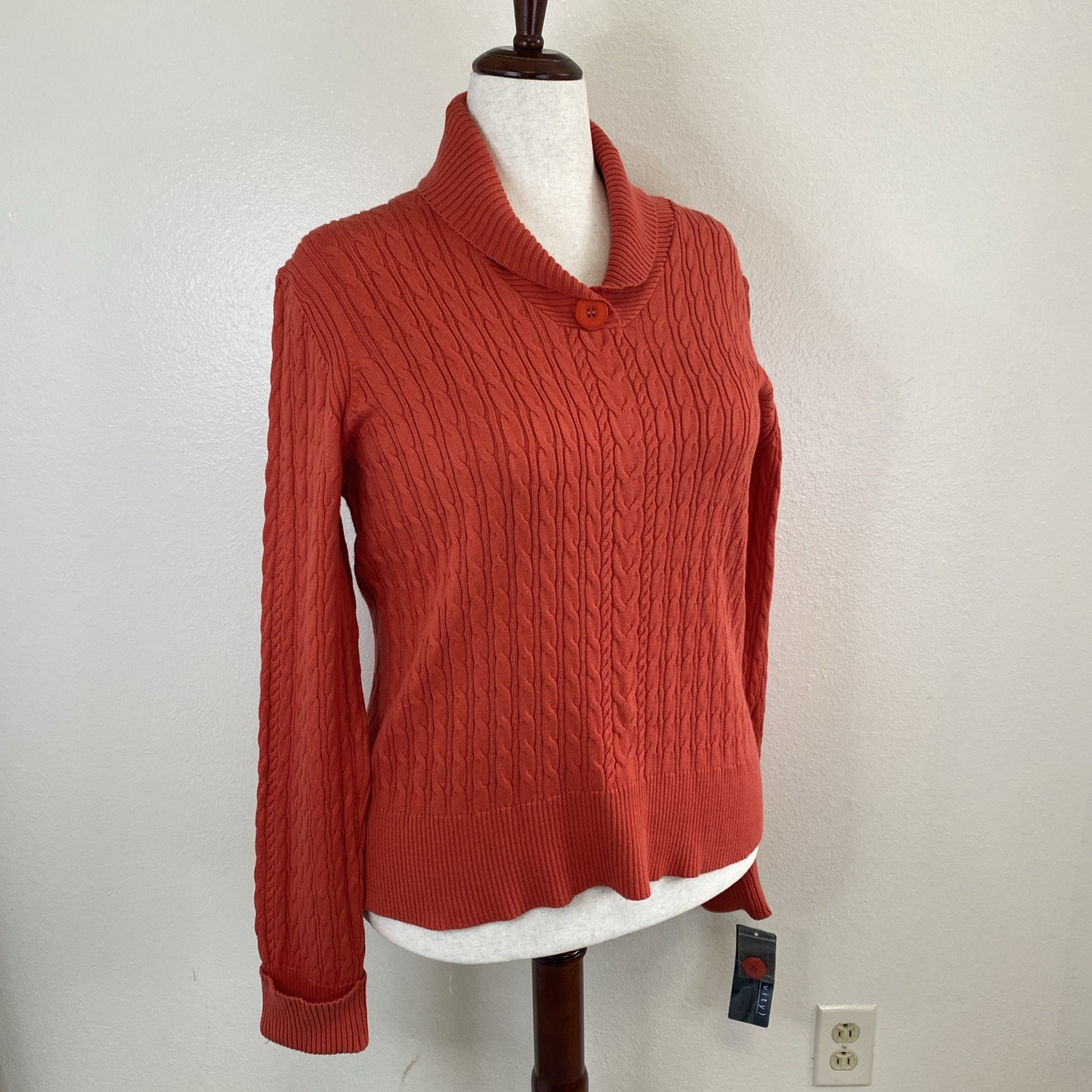 NWT. Relativity Orange Cable Knit Sweater. Ladies XL