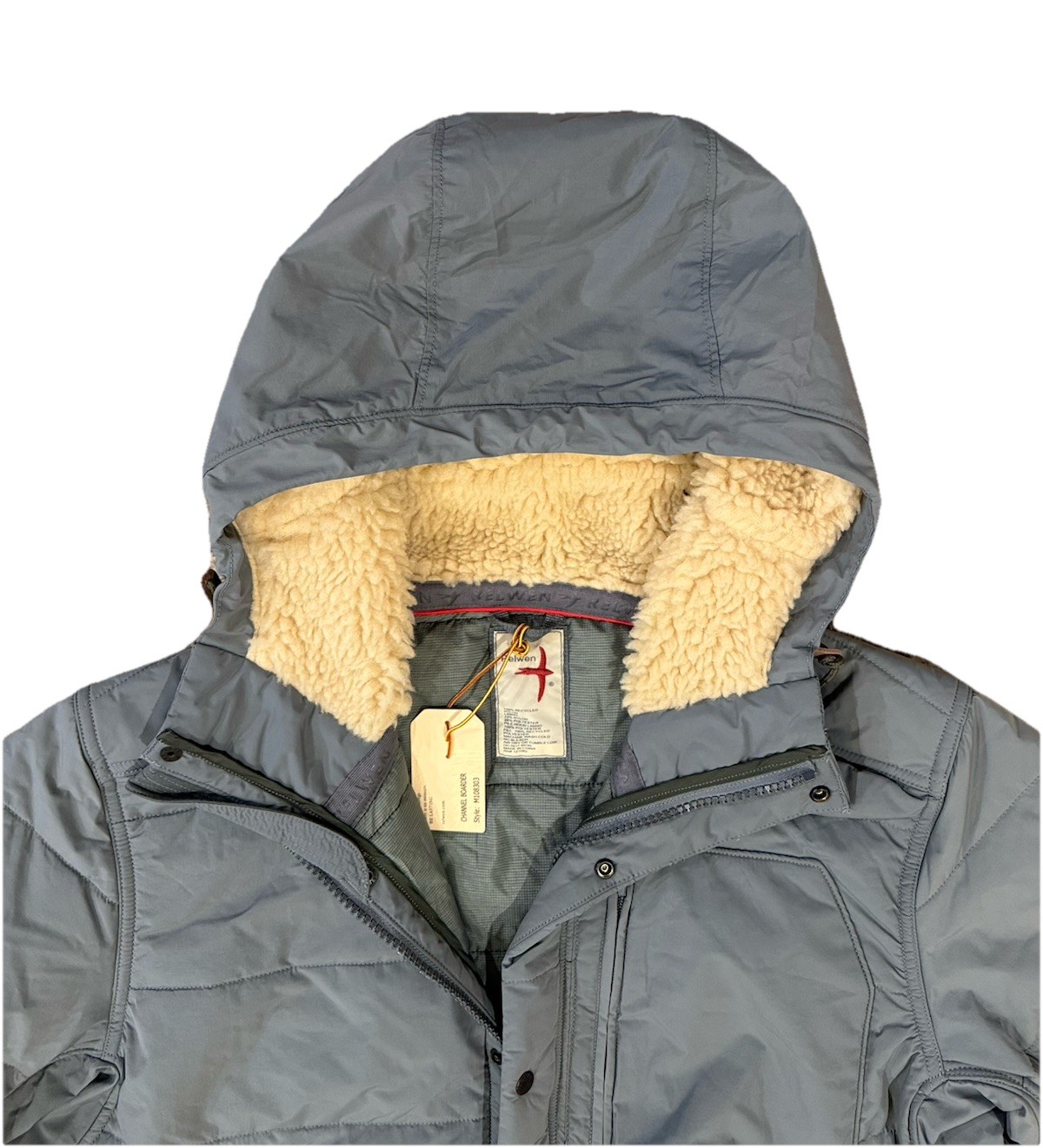 Relwen Channel Border (M108303) Insulated Hooded Jacket Sherpa Collar Large NWT