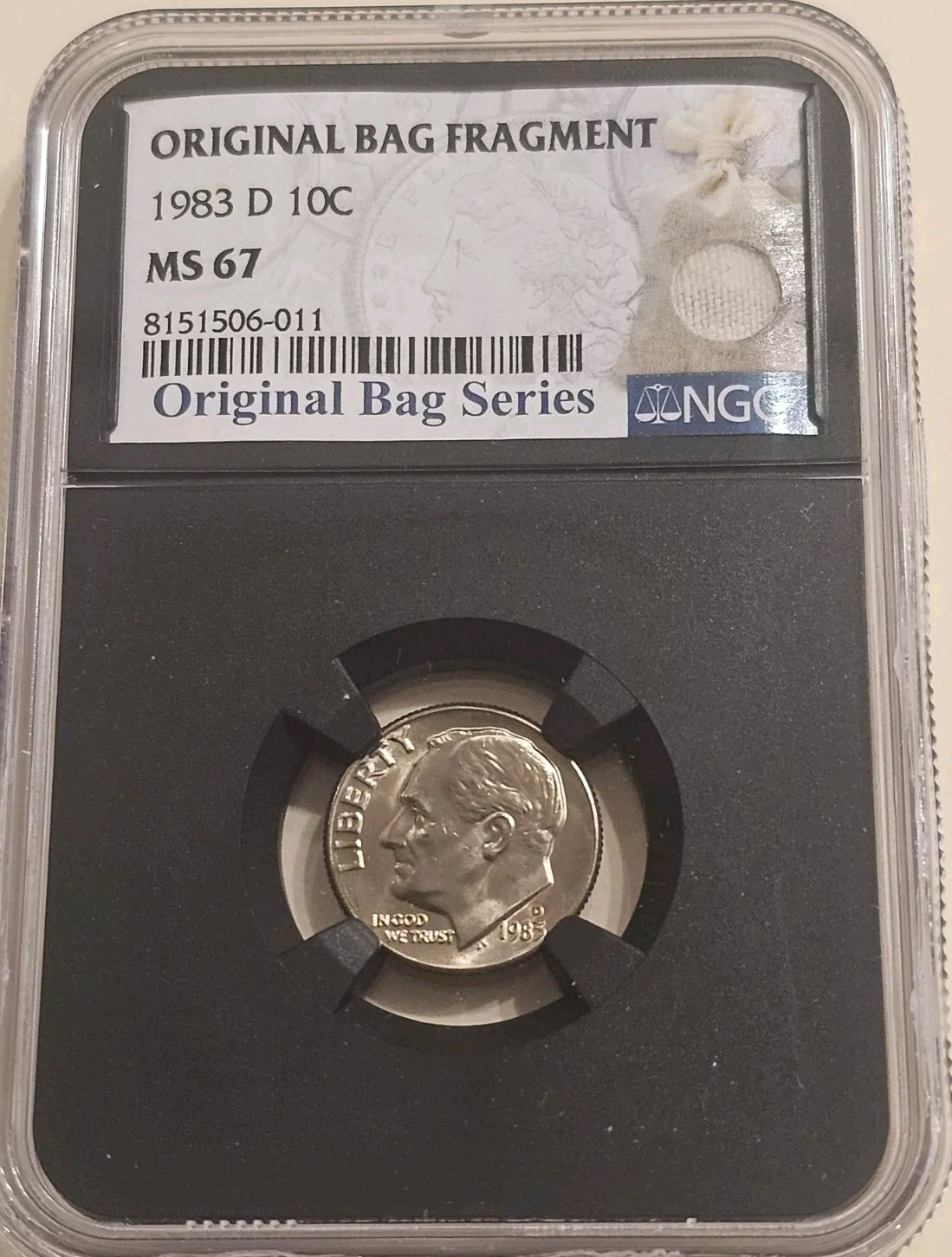 1983-D NGC MS67 Roosevelt Dime Original Bag Fragment Series