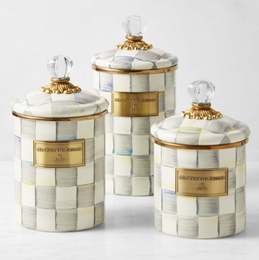 MacKenzie-Childs Sterling Check Canister NEW MacKenzie-Childs Sterling Check Canister NEW