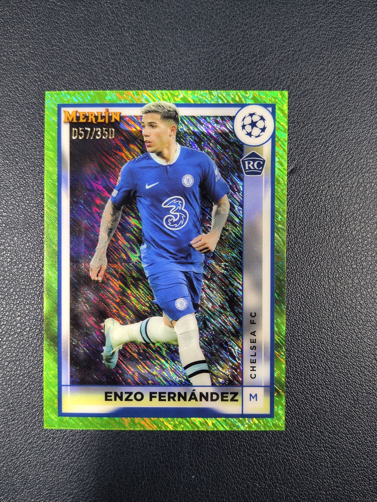 2022-23 Topps Merlin Chrome UCC #147 Enzo Fernandez Neon Green Shimmer /350 RC 2022-23 Topps Merlin Chrome UCC #147 Enzo Fernandez Neon Green Shimmer /350 RC