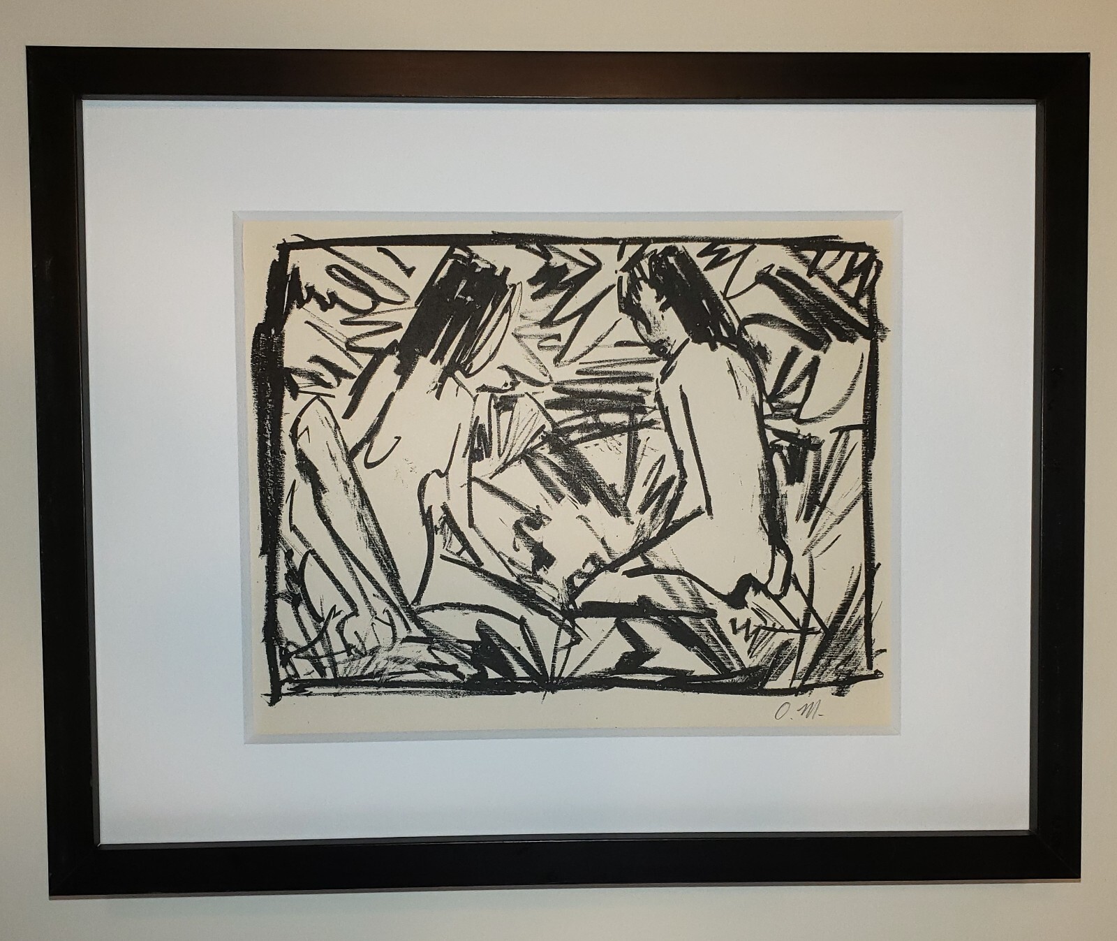 OTTO MUELLER Original HAND SIGNED German Expressionist WOODCUT 1919 Framed