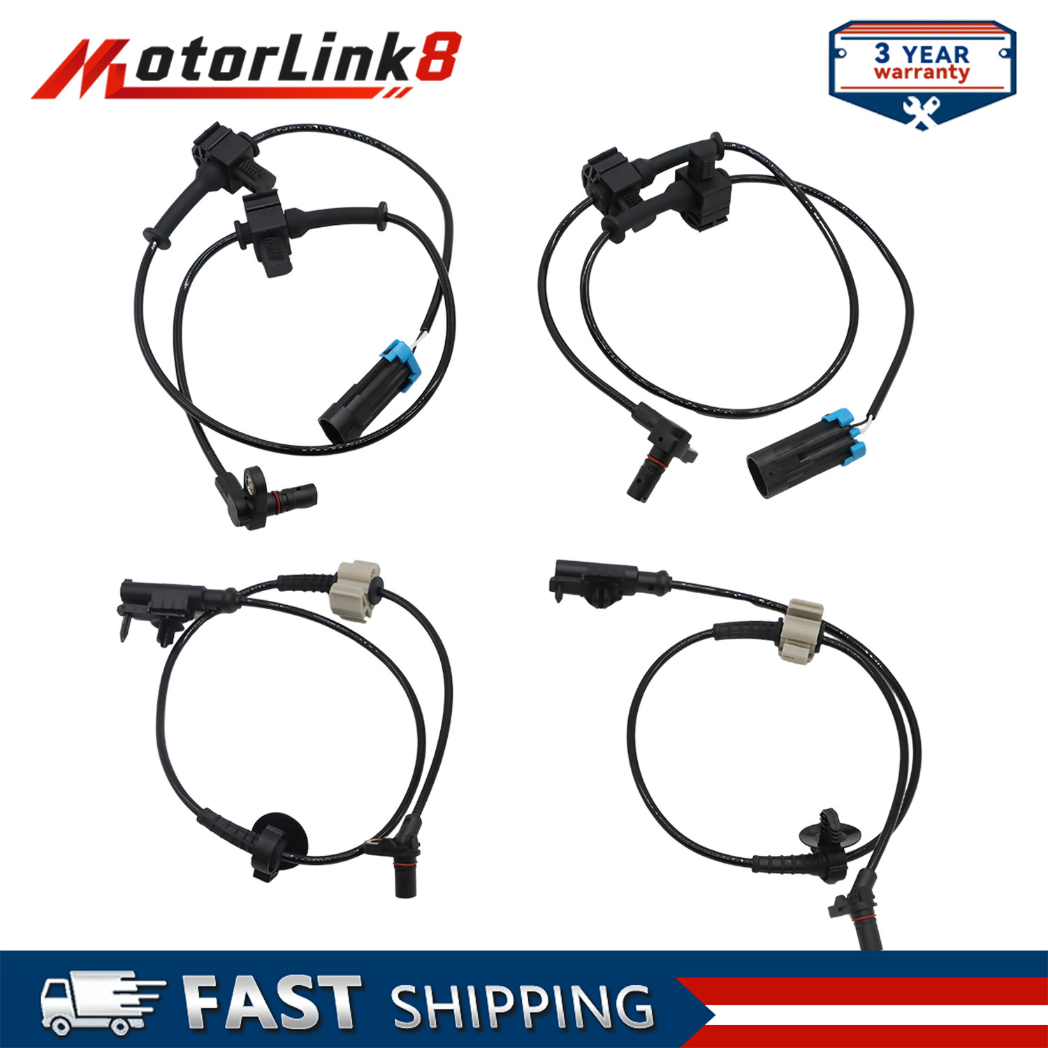 4pcs Front Rear ABS Wheel Speed Sensor For 2007-14 Chevy Tahoe GMC Yukon