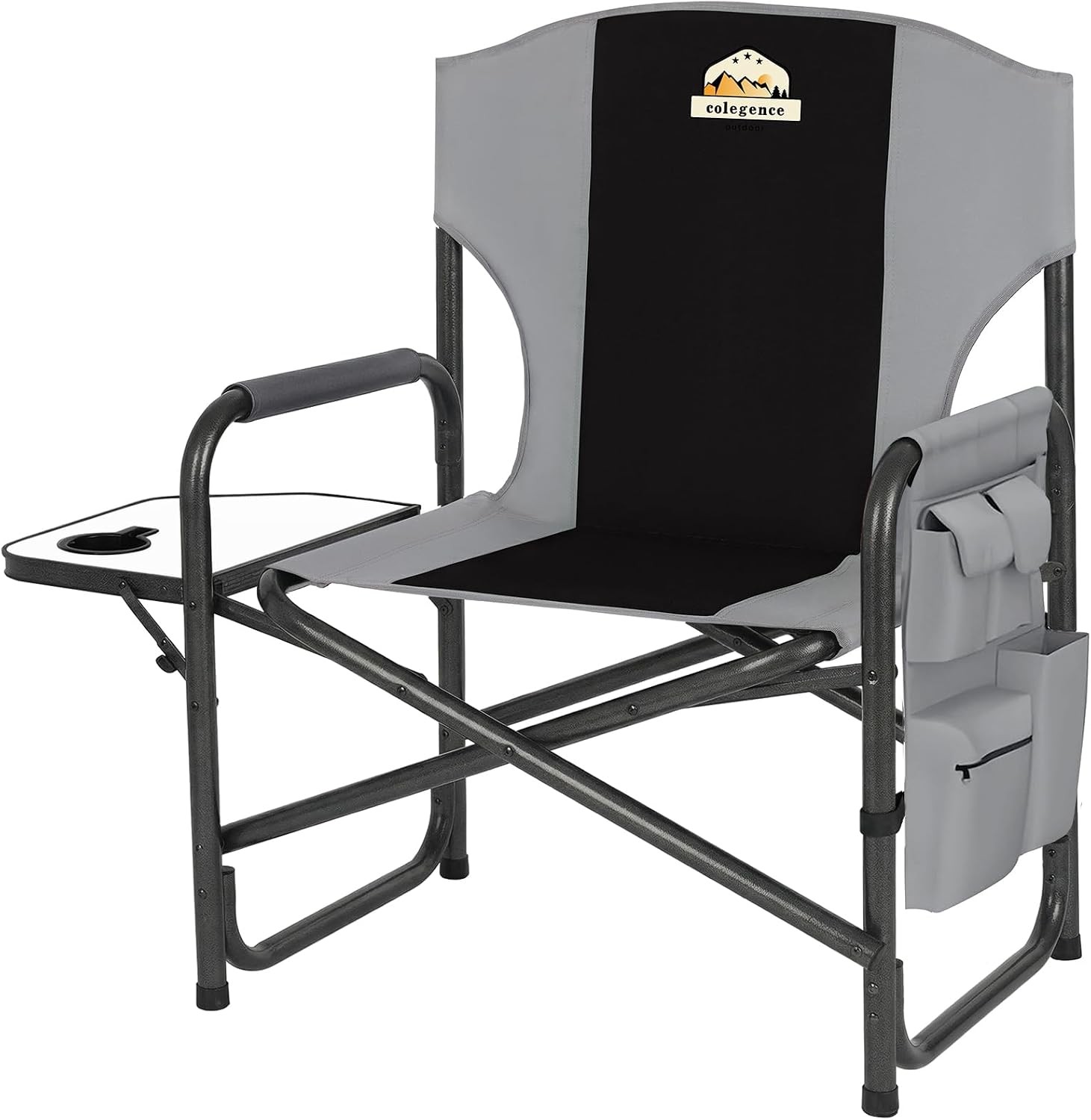 Oversized Heavy Duty Folding Camping Chair Black 600 LBS Detachable Side