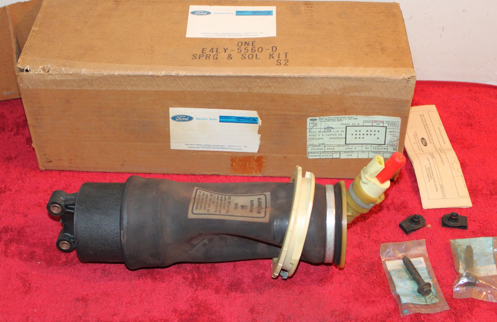 1984-92 Lincoln Mark VII Coupe 84-87 Continental NOS REAR AIR SPRING & SOLENOID