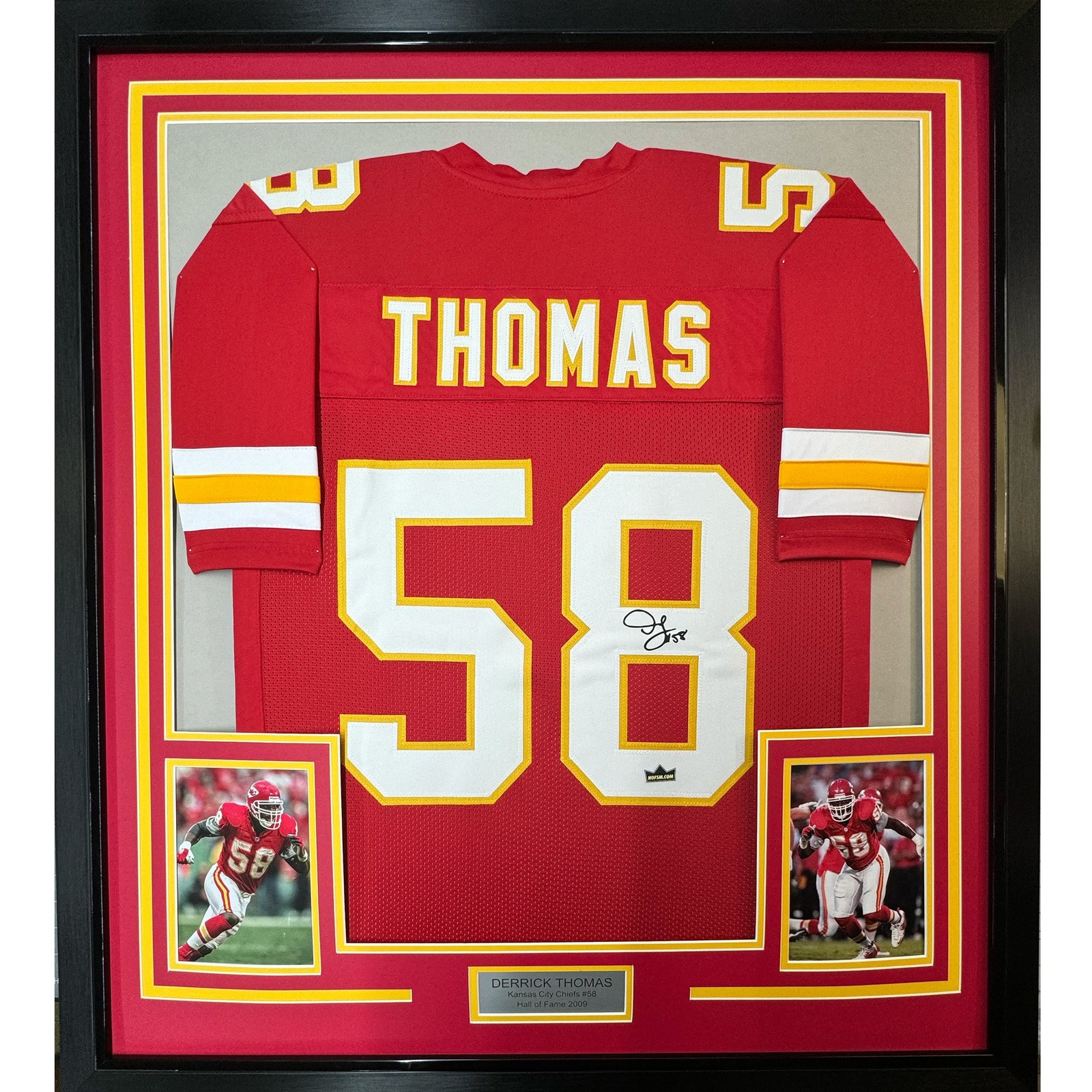Framed Facsimile Autographed Derrick Thomas 35x39 Red Jersey