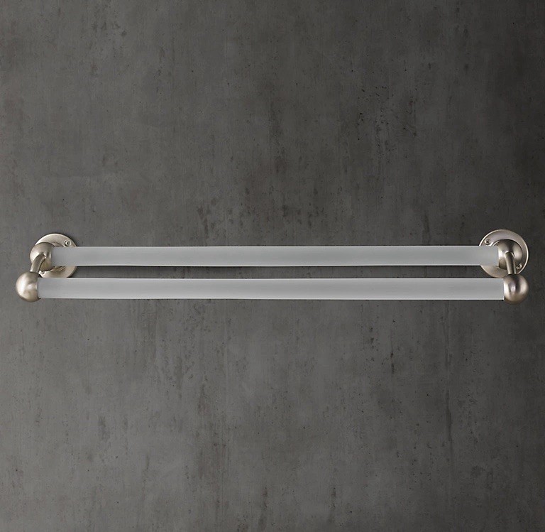 RH Restoration Hardware Vintage DOUBLE TOWEL BAR Satin Nickel 179
