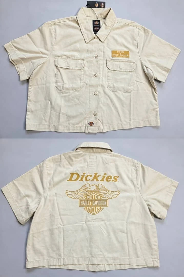 DICKIES X HARLEY DAVIDSON WOMEN\'S TWILL CREAM KHAKI WORK SHIRT