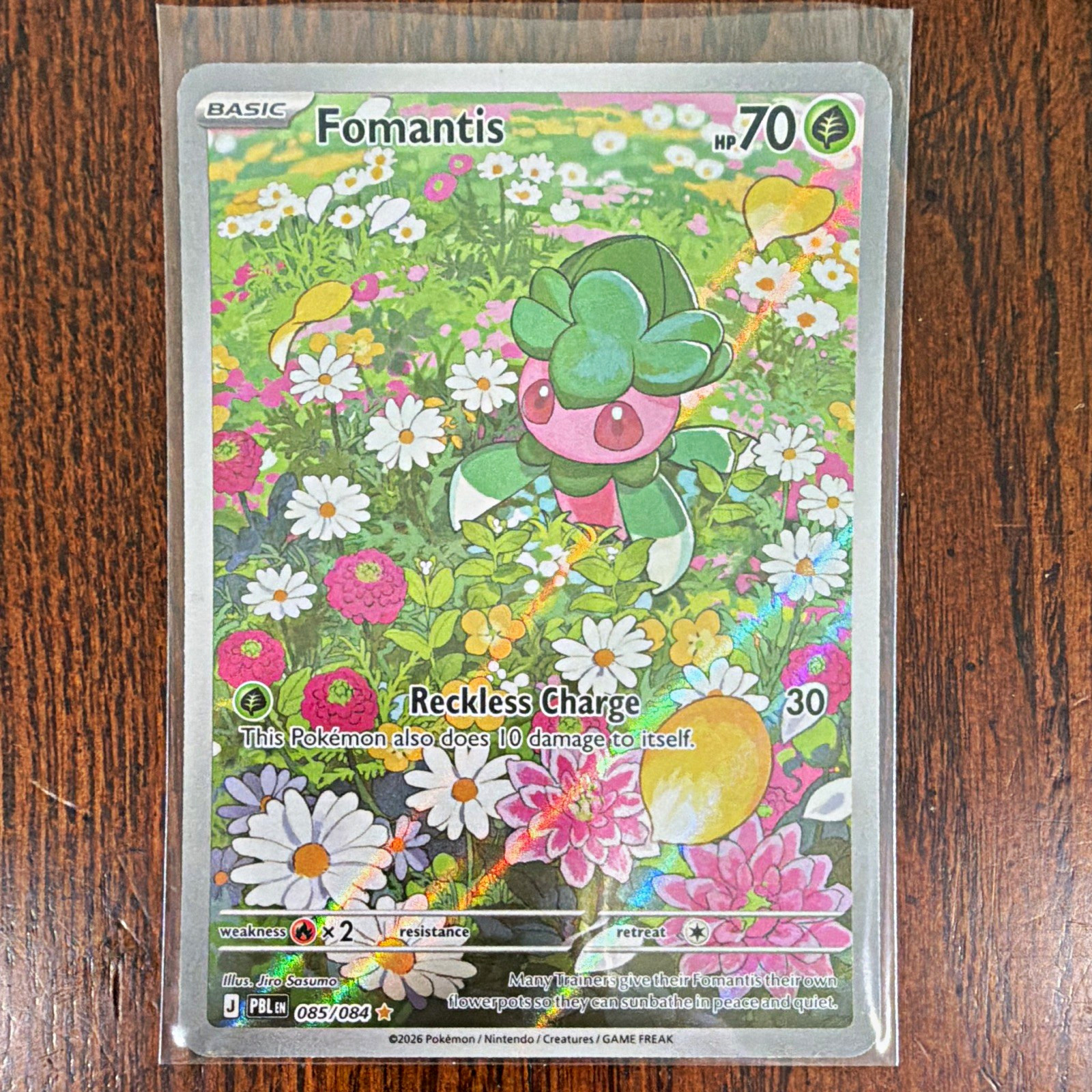 Fomantis 085/084 PBLEN Illustration Rare Full Art Holo EN 2026 Jiro Sasumo Fomantis 085/084 PBLEN Illustration Rare Full Art Holo EN 2026 Jiro Sasumo