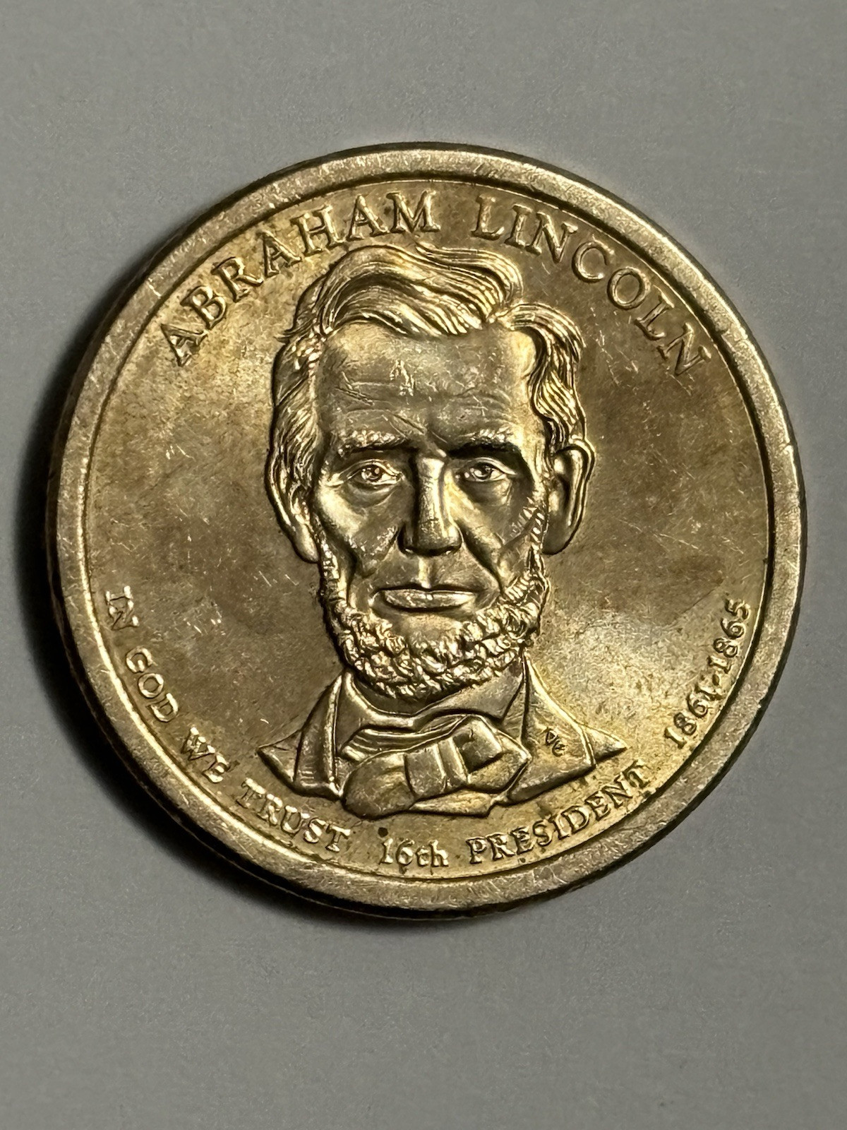 $1 ABRAHAM LINCOLN 16TH President (1861-1865) 2010 (D) US One Dollar Coin