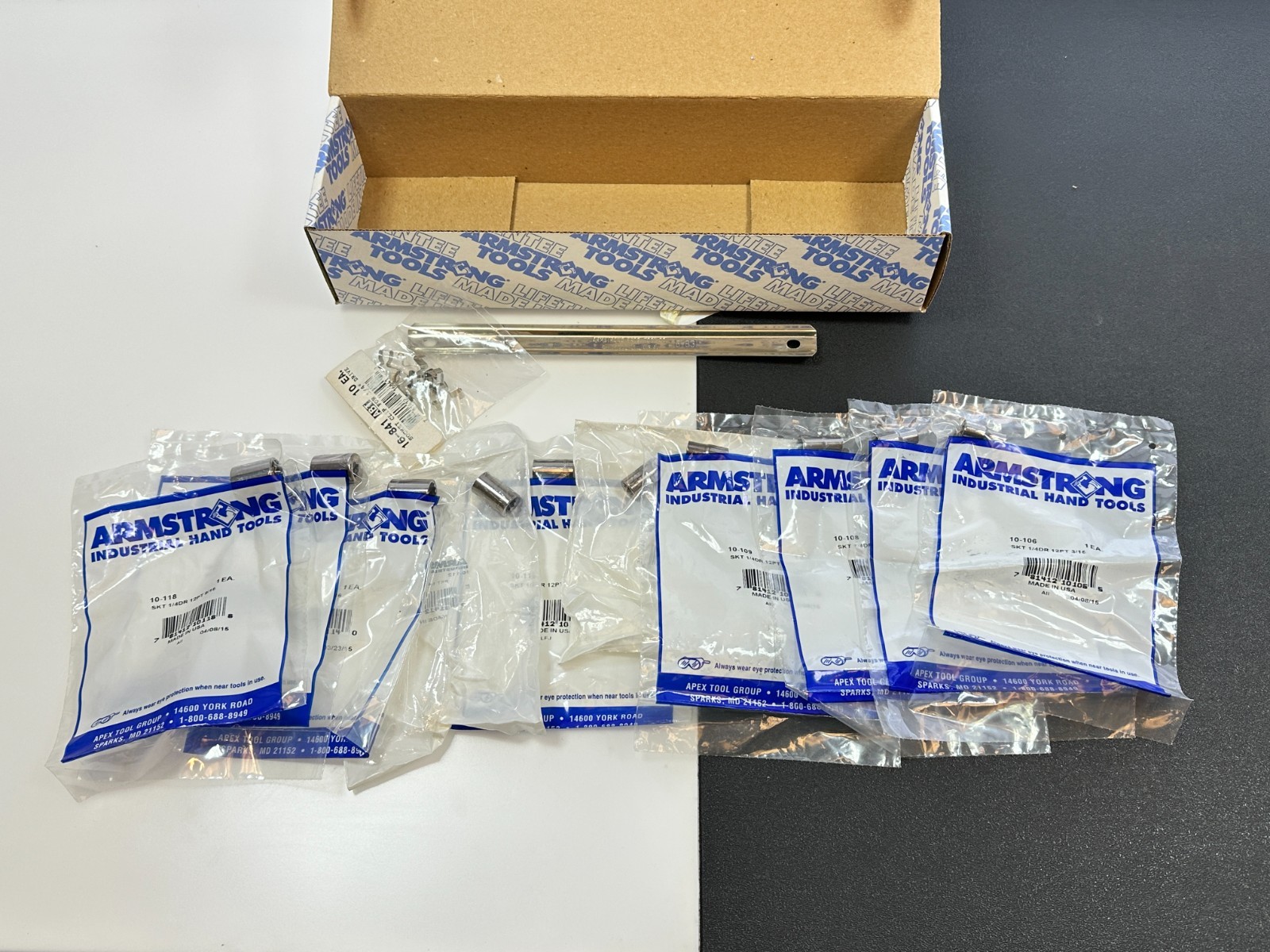 NOS Armstrong Tools USA 15-240 10pc SAE 3/16-9/16” Shallow Socket Set 1/4” Drive NOS Armstrong Tools USA 15-240 10pc SAE 3/16-9/16” Shallow Socket Set 1/4” Drive
