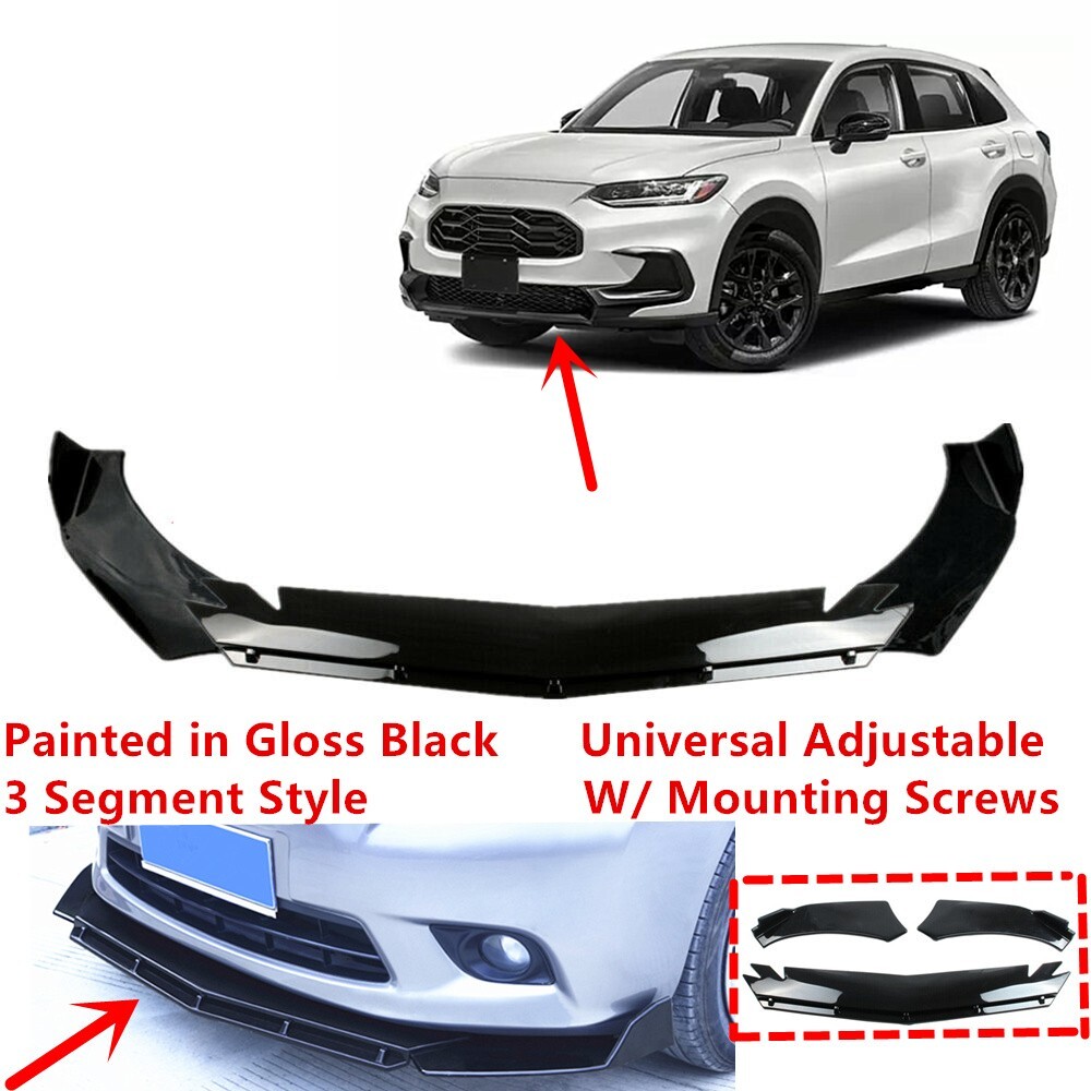 Add-on Universal Fit For 2023+ Honda HR-V Front Bumper Lip Splitter Glossy Black