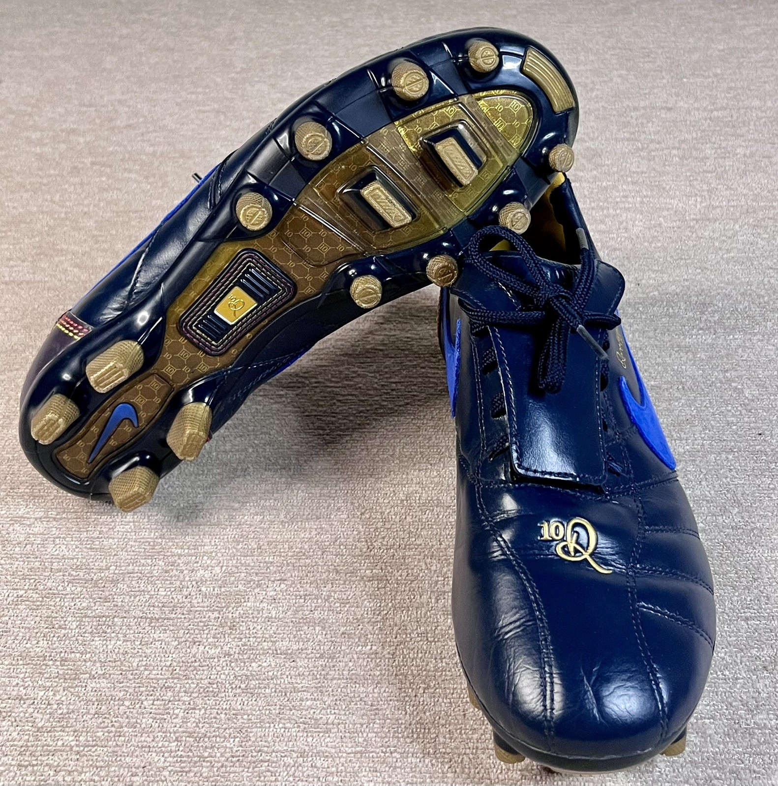 Nike Tiempo Legend Ronaldinho 10R Cleats 315362-447 Blue Gold US 7.5 Rare 2007