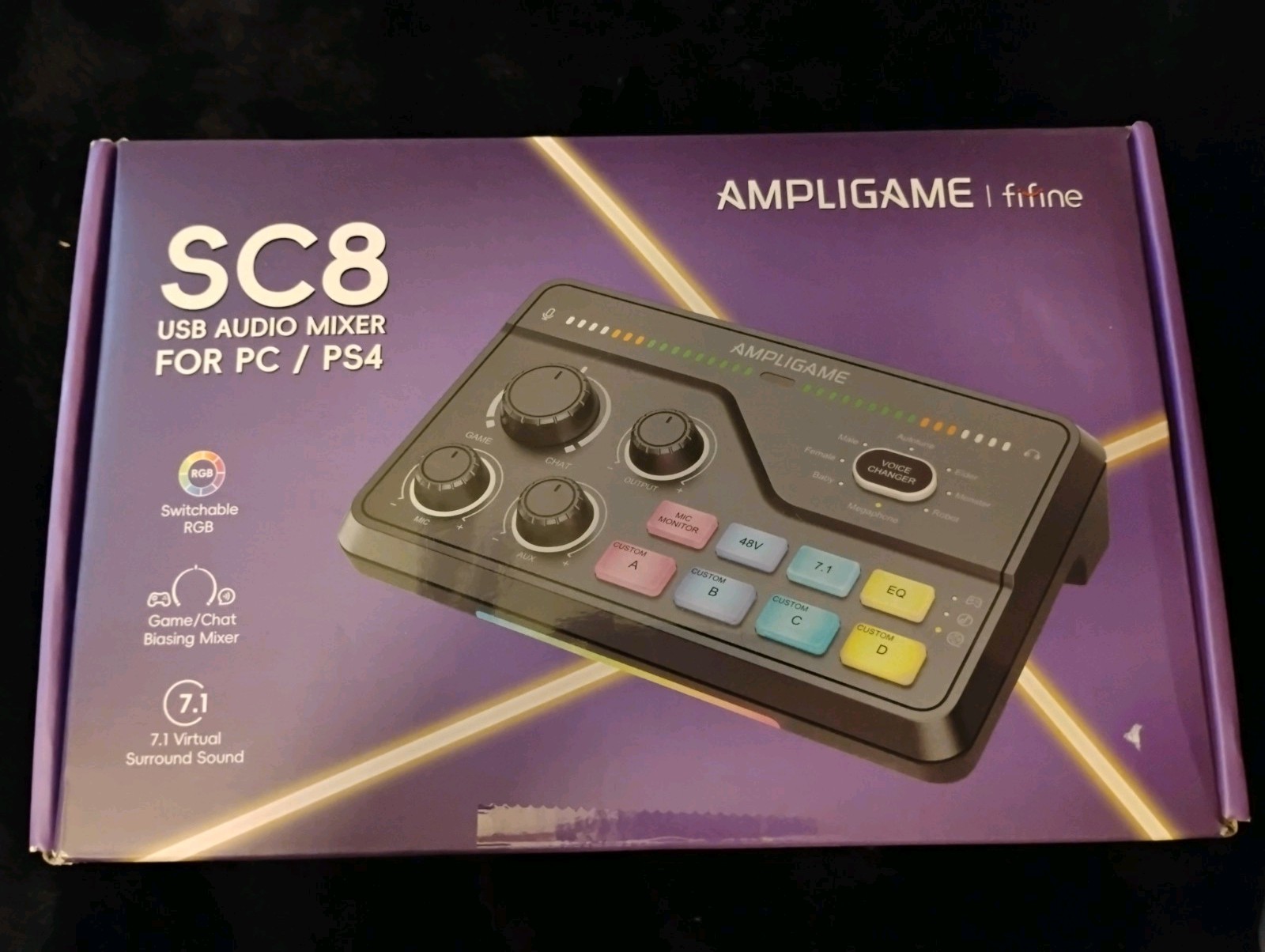 NEW FIFINE AmpliGame SC8 USB Audio Mixer RGB 7.1 for PC PS4 Streaming White NEW FIFINE AmpliGame SC8 USB Audio Mixer RGB 7.1 for PC PS4 Streaming White