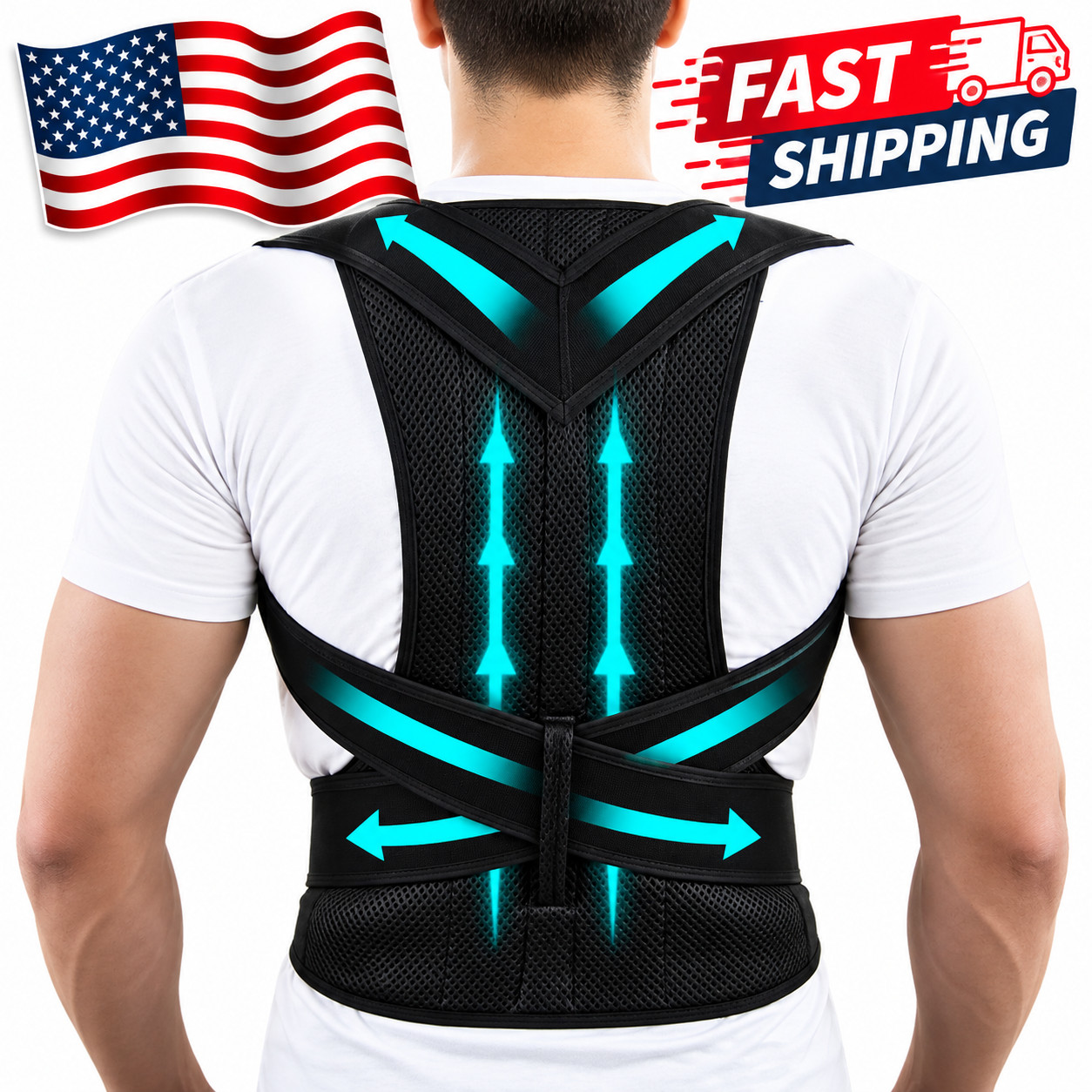 NEOPRENE MAGNETIC POSTURE CORRECTOR BAD BACK LUMBAR SHOULDER SUPPORT BELT BRACEs