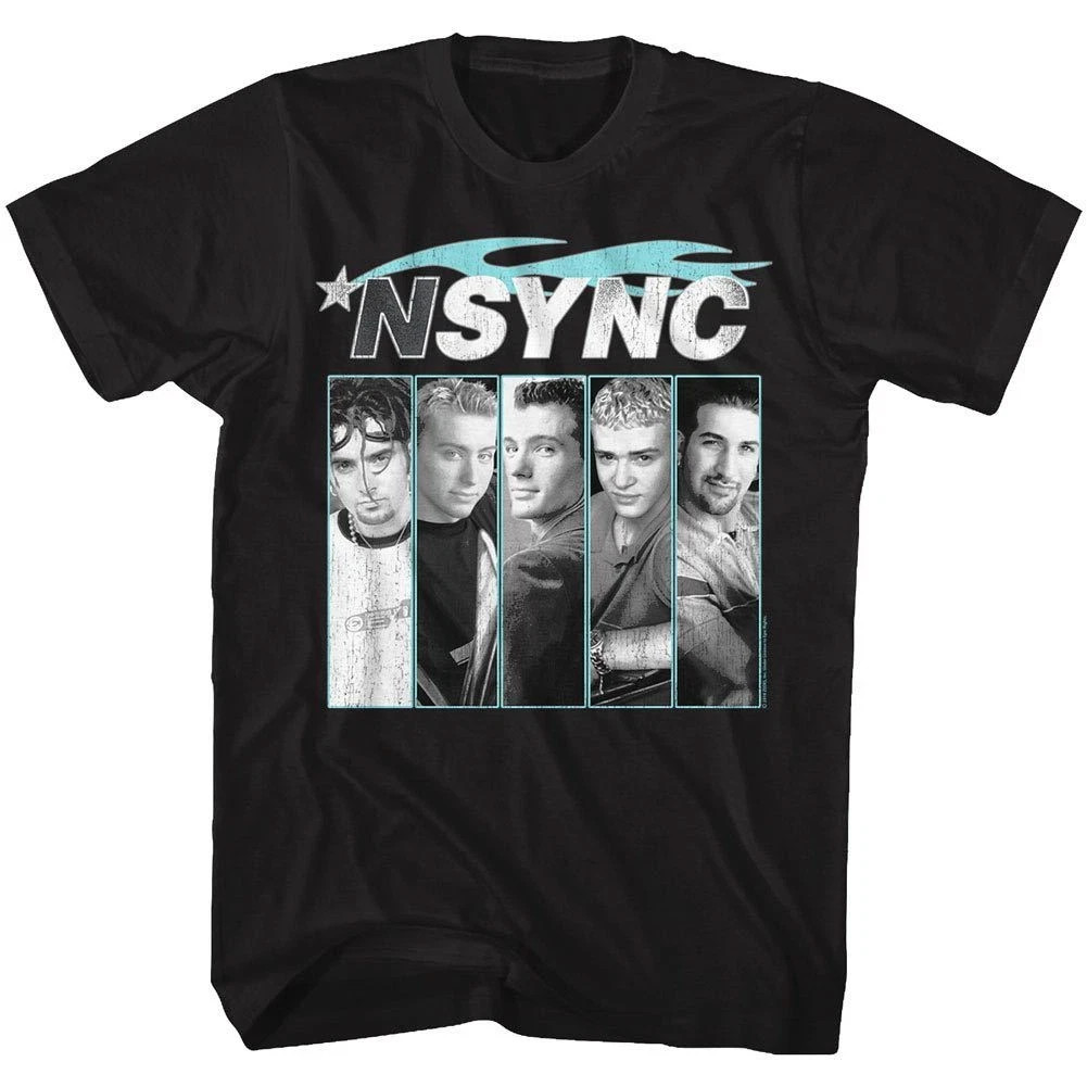 NSYNC Mens T-Shirt New Blue Flame in 100% Black
