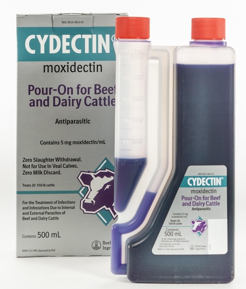 Cydectin POUR-ON 500ml Beef Dairy Cattle Dewormer Zero Slaughter Withdrawal Cydectin POUR-ON 500ml Beef Dairy Cattle Dewormer Zero Slaughter Withdrawal