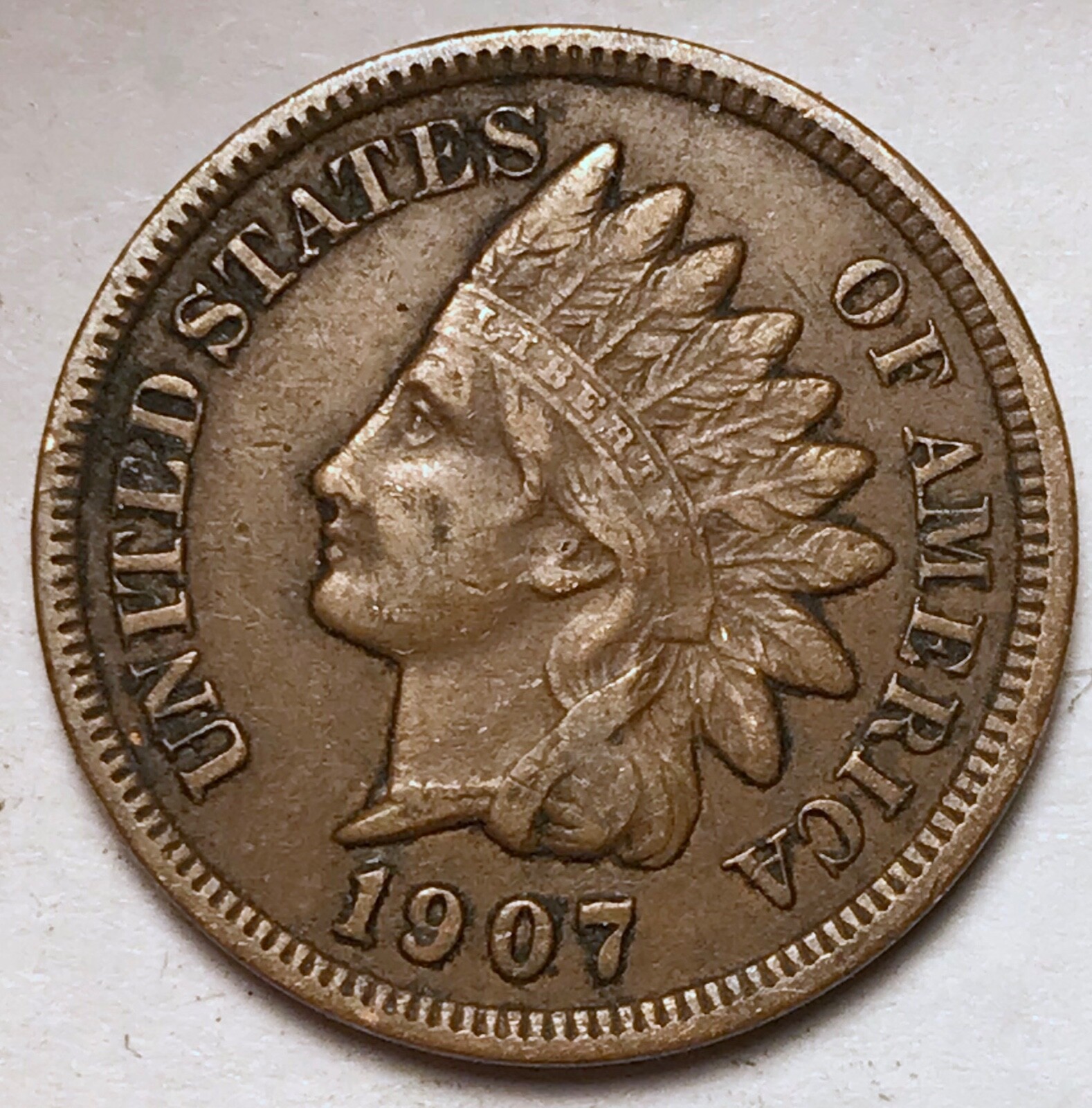 1907 Indian Head Cent Penny FULL LIBERTY VF / XF 
