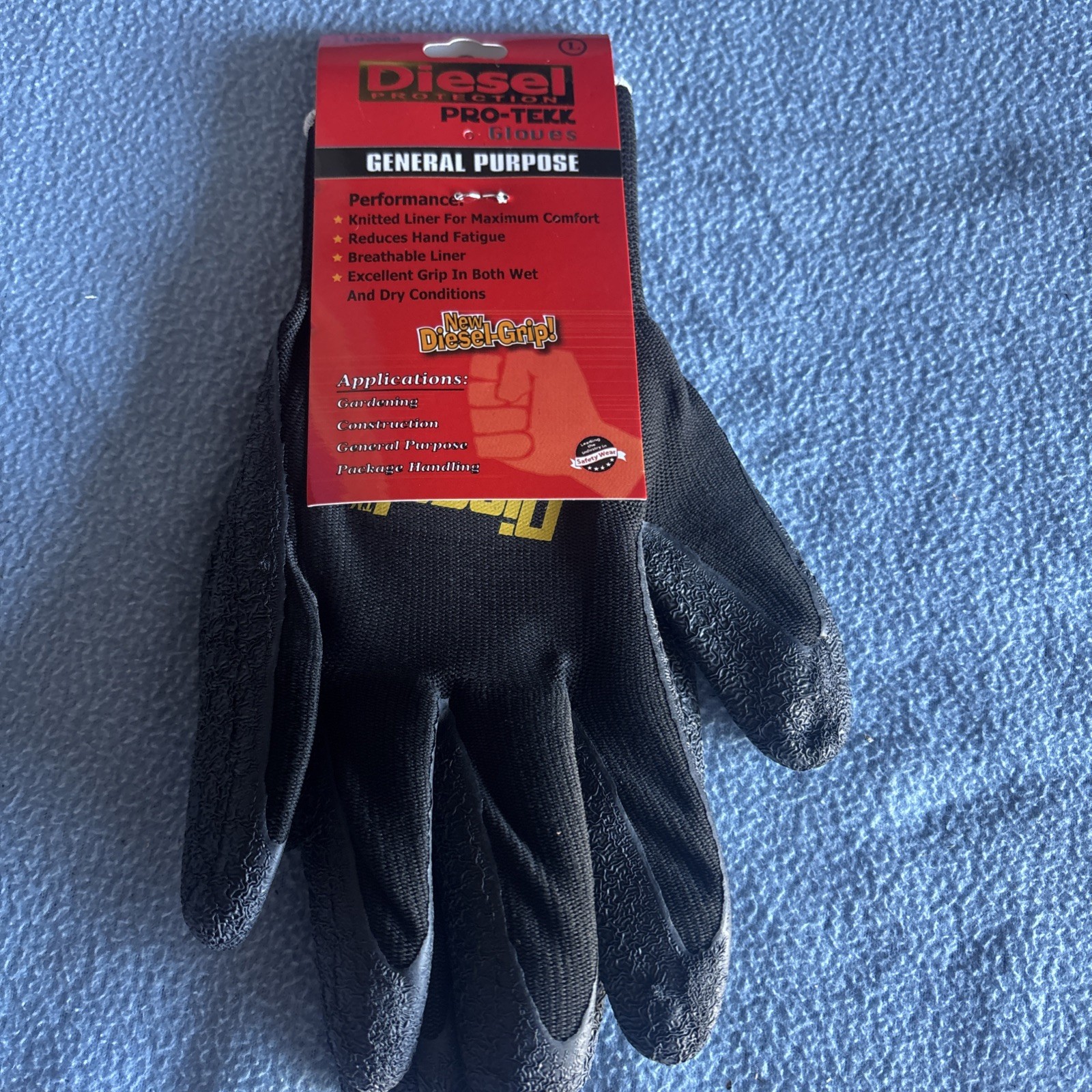12 Pair Diesel Black Safety Gloves Latex Coated Grip 12 Pair Diesel Black Safety Gloves Latex Coated Grip