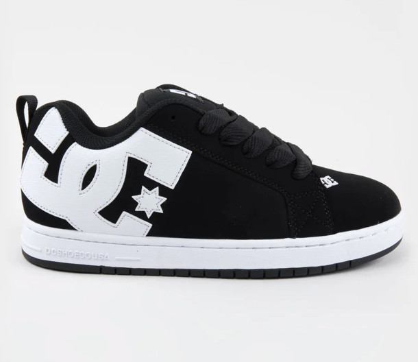DC Court Graffik Men's Black White Skate Shoes Sneakers Casual Authentic