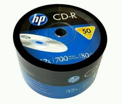 50 HP Blank 52X CD-R CDR Branded Logo 700MB Media Disc 50 HP Blank 52X CD-R CDR Branded Logo 700MB Media Disc