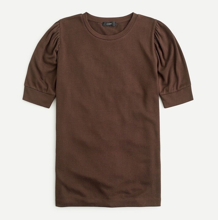 J Crew Puff Sleeve Supercozy Sweater NWT Women\'s Small Brown Soft Knit Top