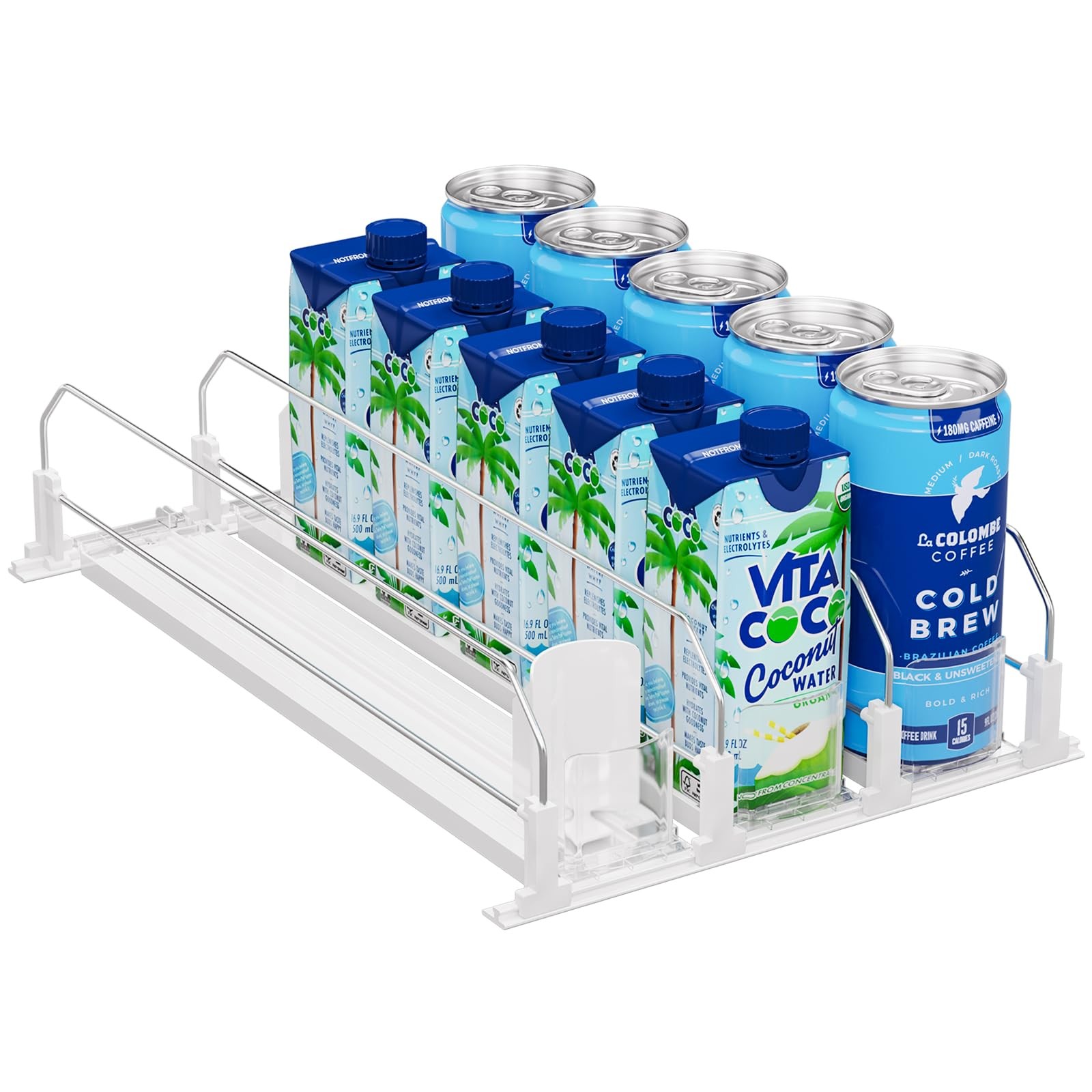Puricon Drink Organizer for Fridge, Soda Can Organizer -3 Rows, White Puricon Drink Organizer for Fridge, Soda Can Organizer -3 Rows, White